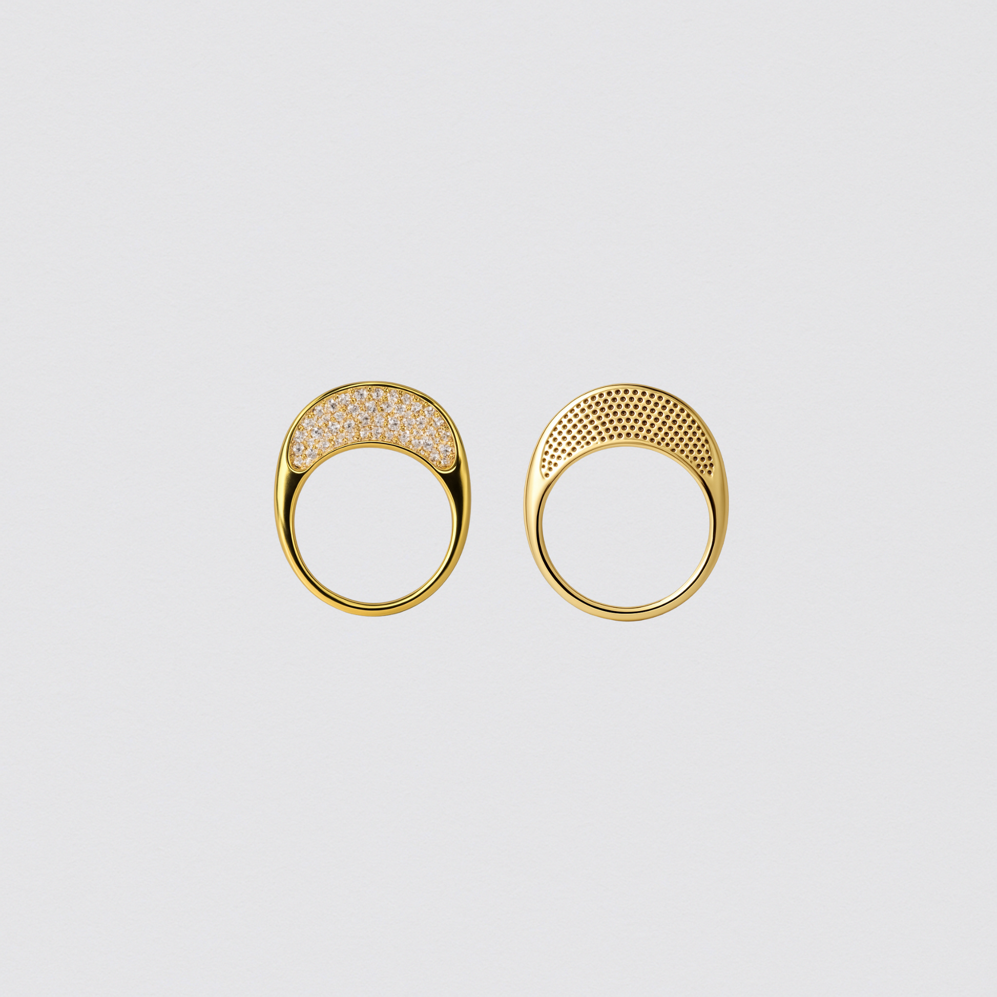 925 Silver Ring with Gold Studded Front