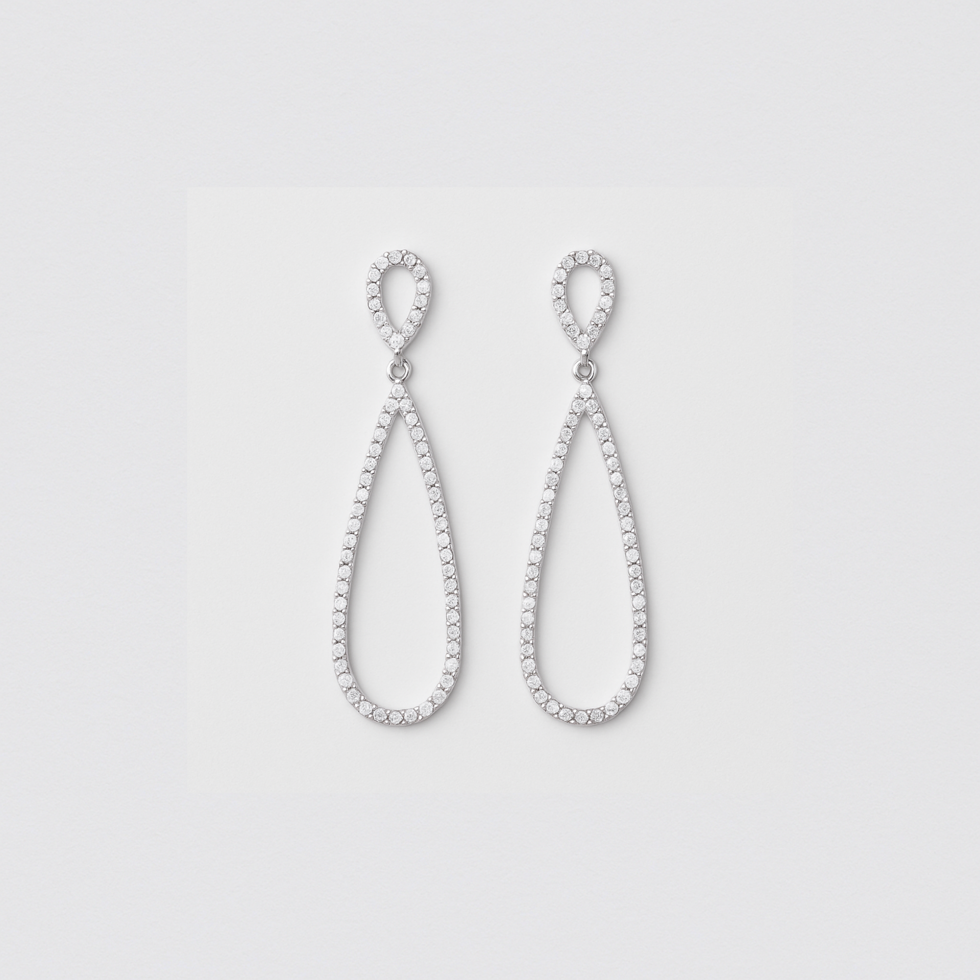 Long Earrings in 925 Silver with Openwork Drop Zirconias