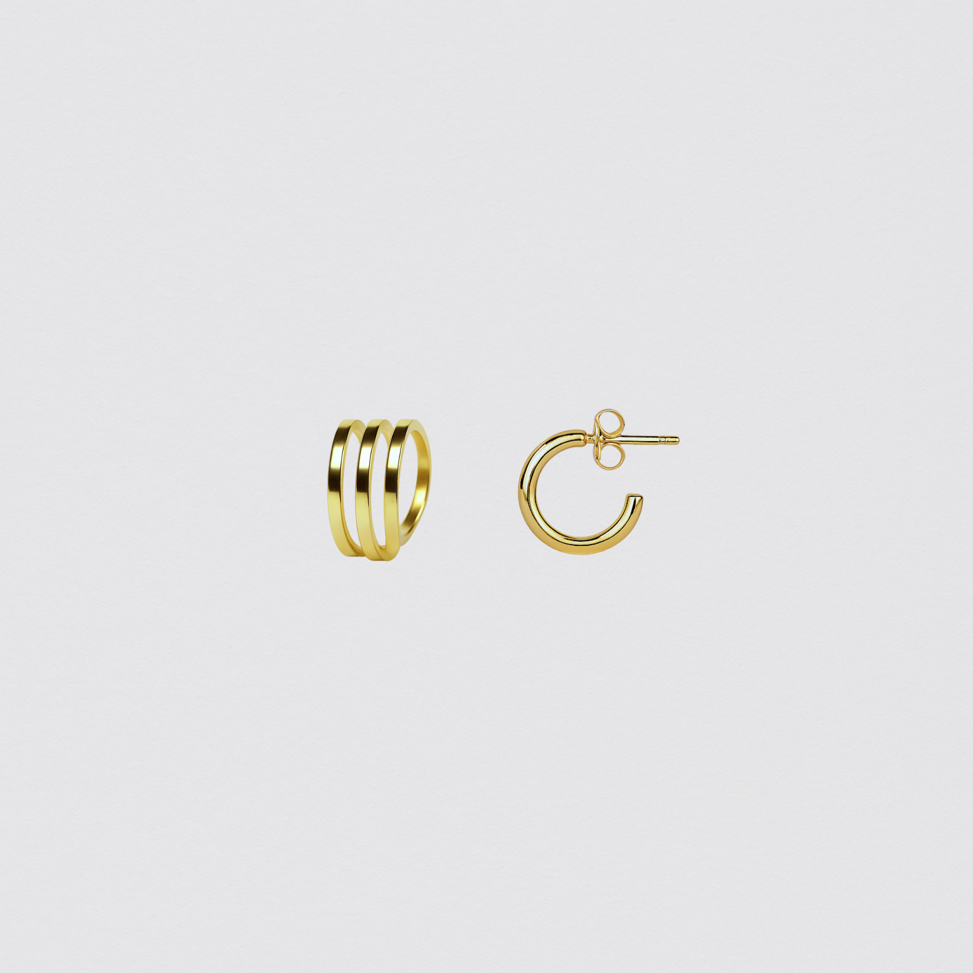 Triple Hoop Earrings in 925 Sterling Silver with Gold Plating