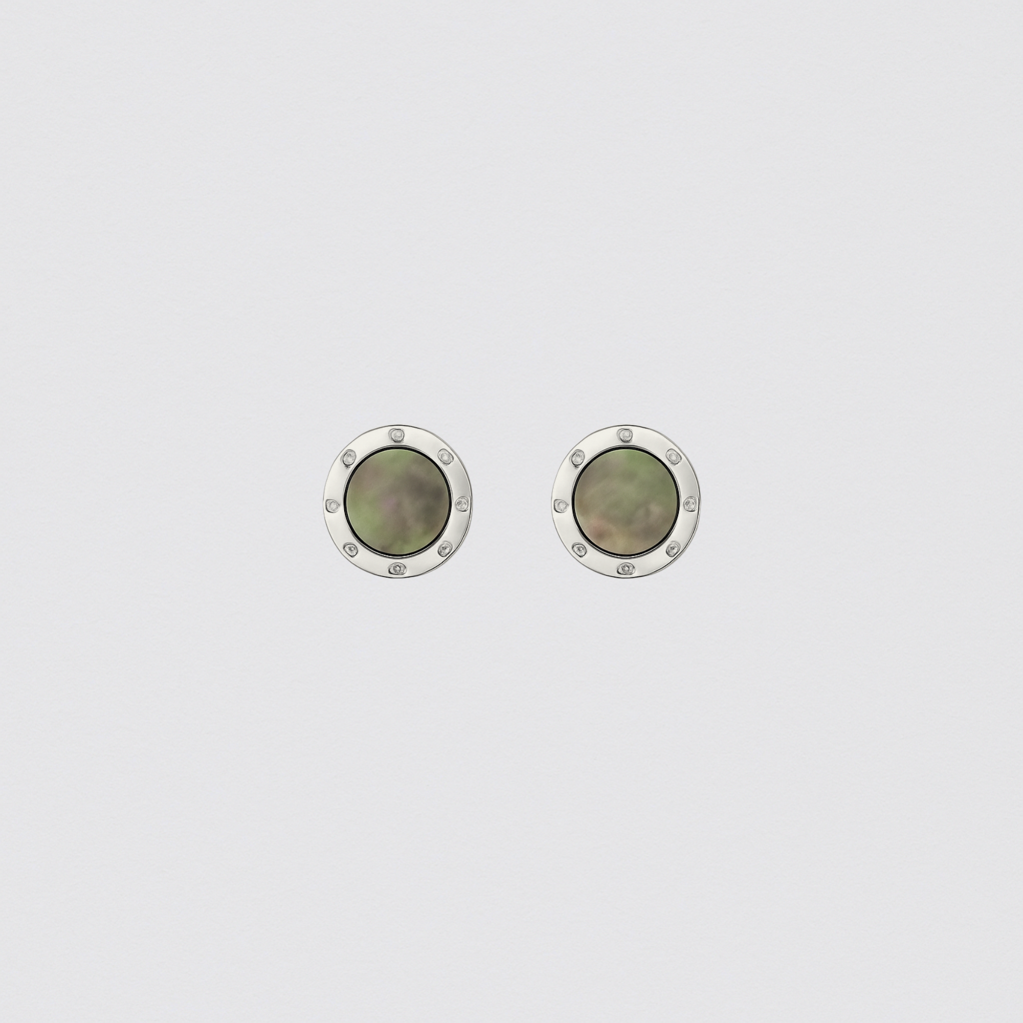 925 Silver Earrings with Black Mother of Pearl and Crystals