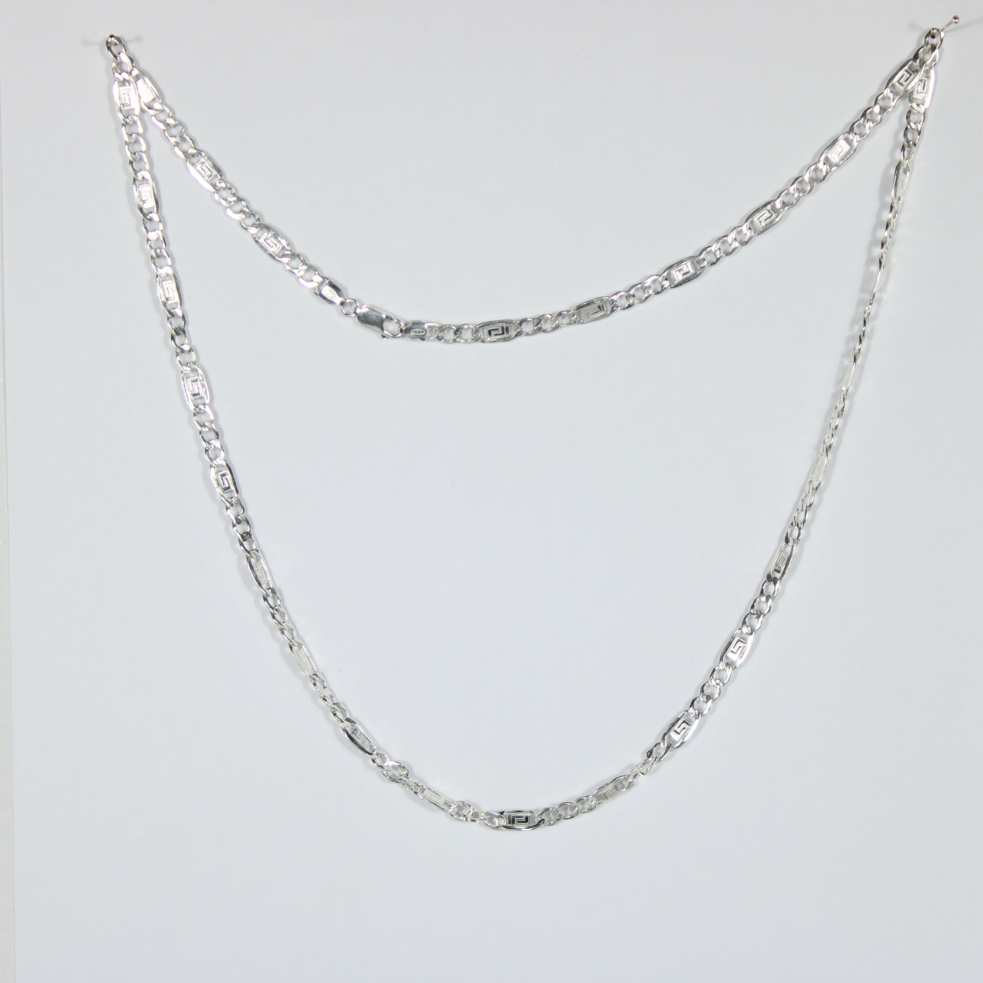 Valentino Argentada Silver Necklace Ø100 with Greca 3+1 – 60 cm
