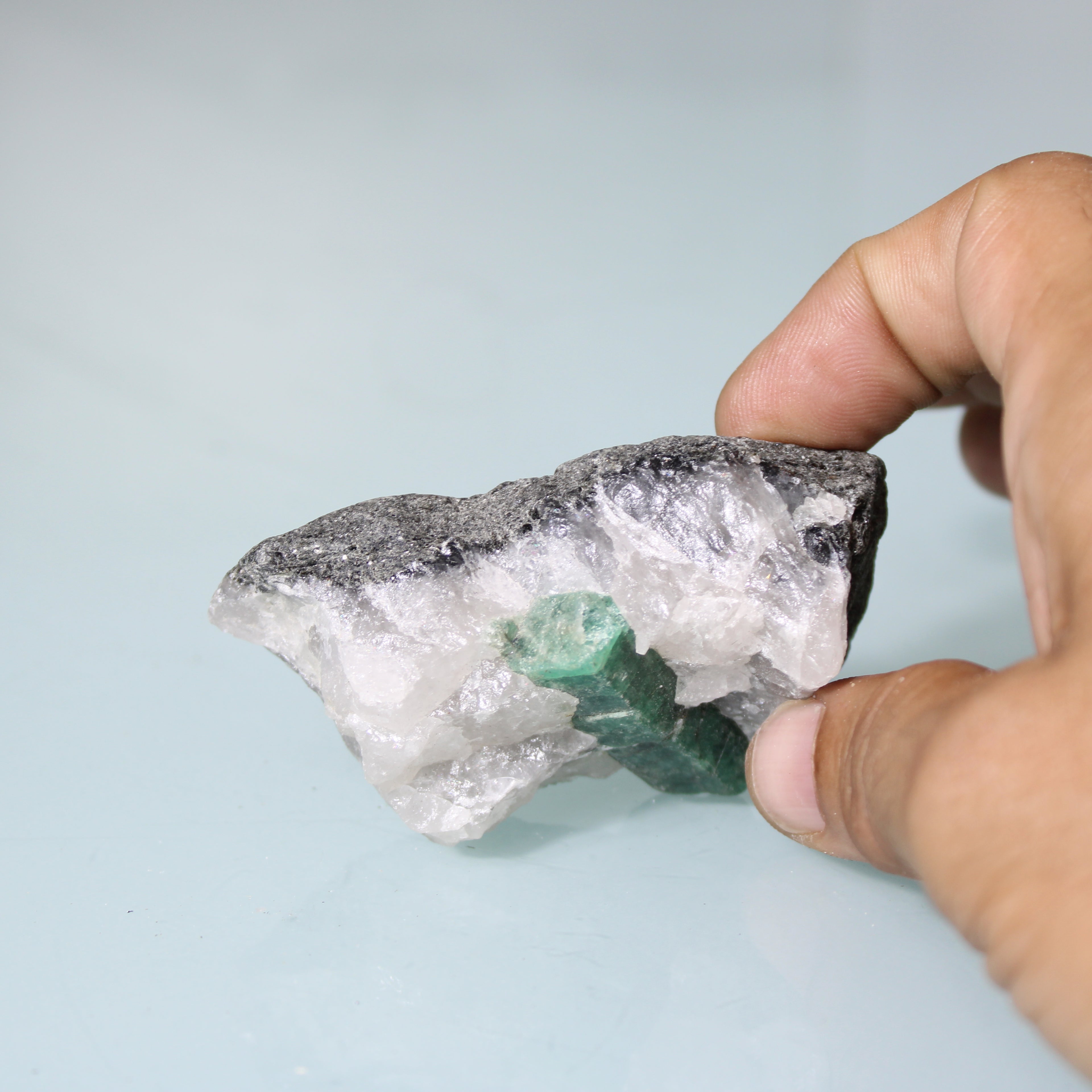 Emerald Crystal in White and Dark Matrix Contrast