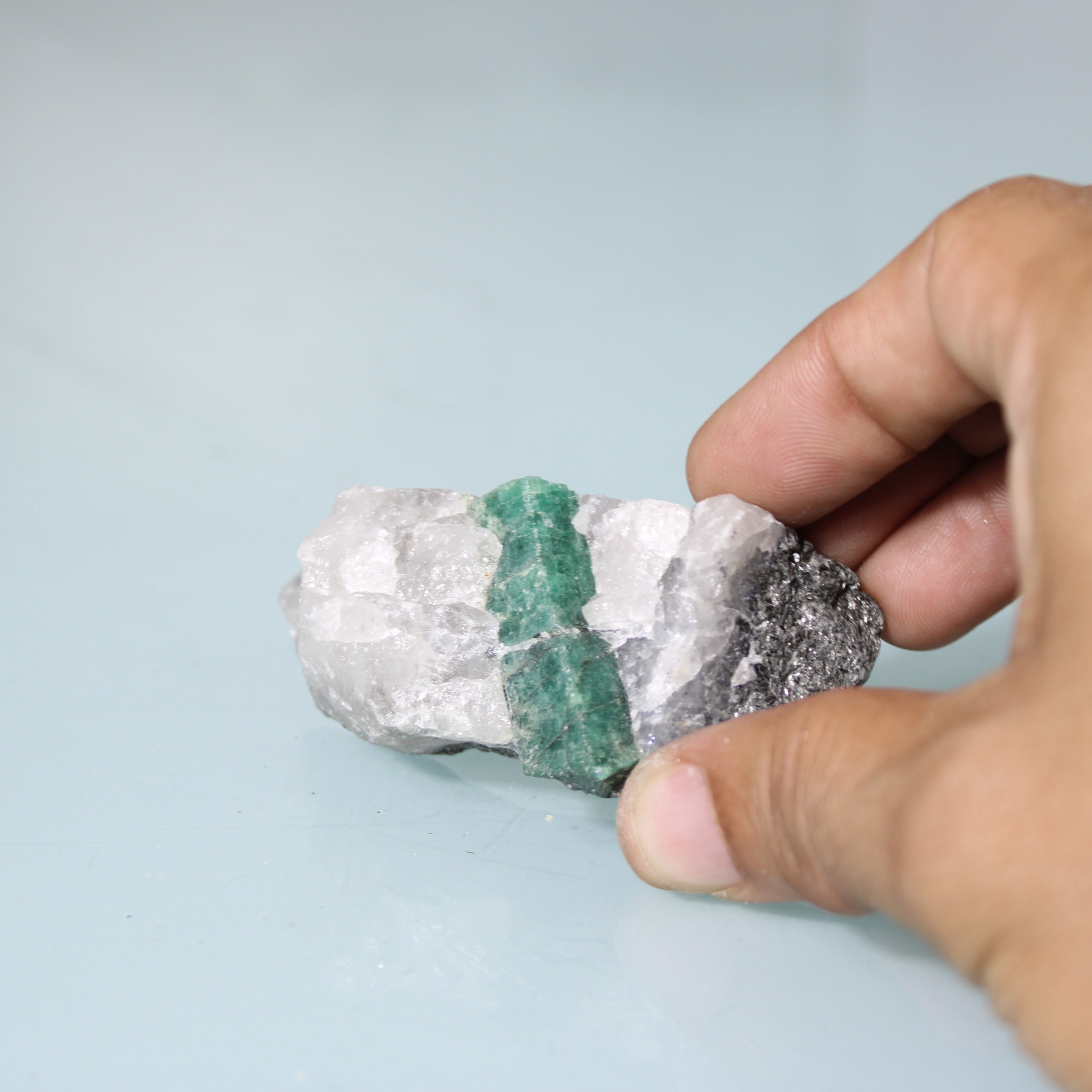 Emerald Crystal in White and Dark Matrix Contrast