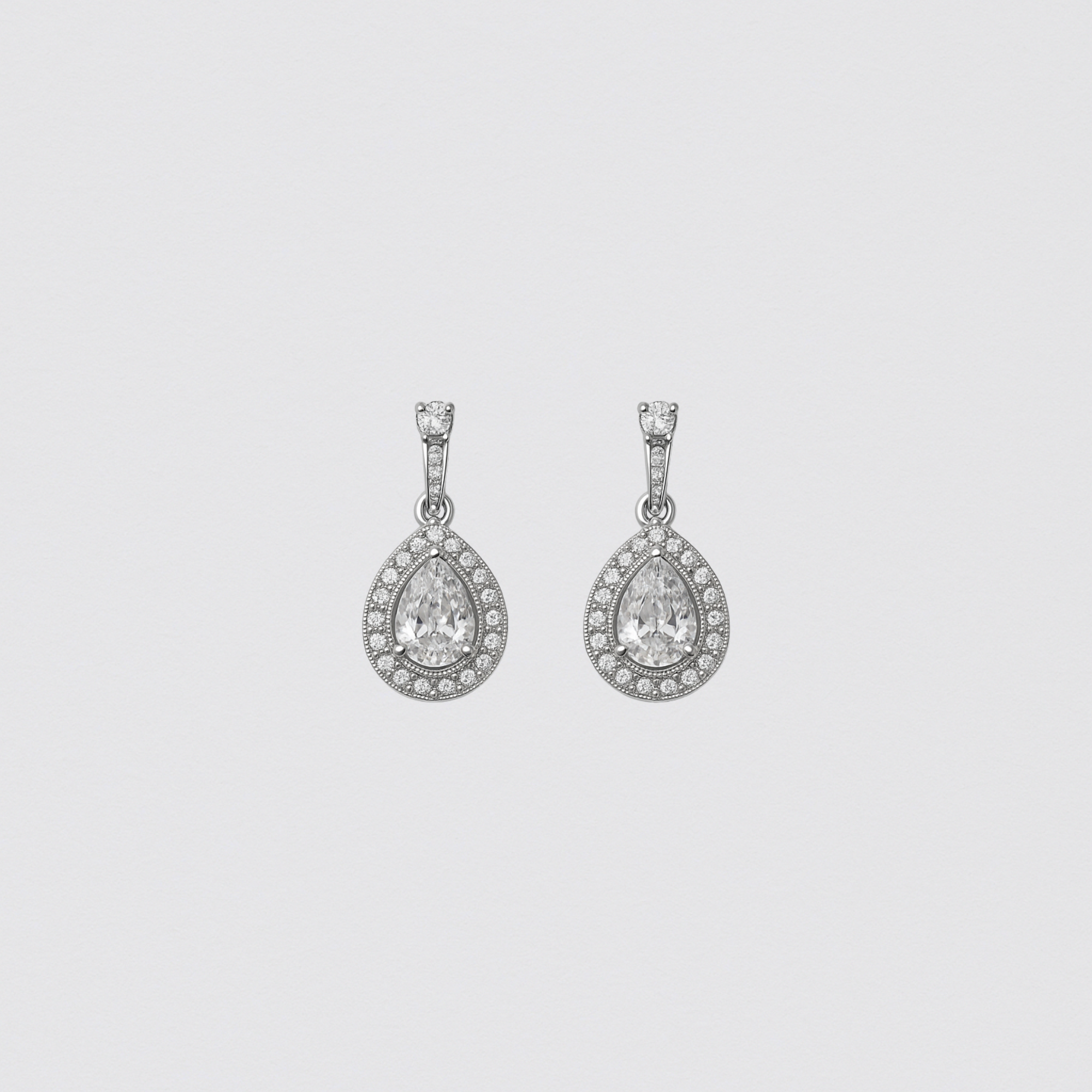 925 Silver Earrings with Double Drop Studded with Zirconias