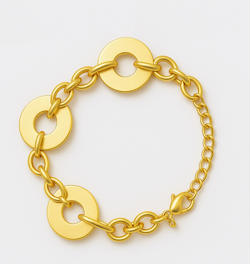 925 Silver Bracelet with Gold Plated Circular Discs