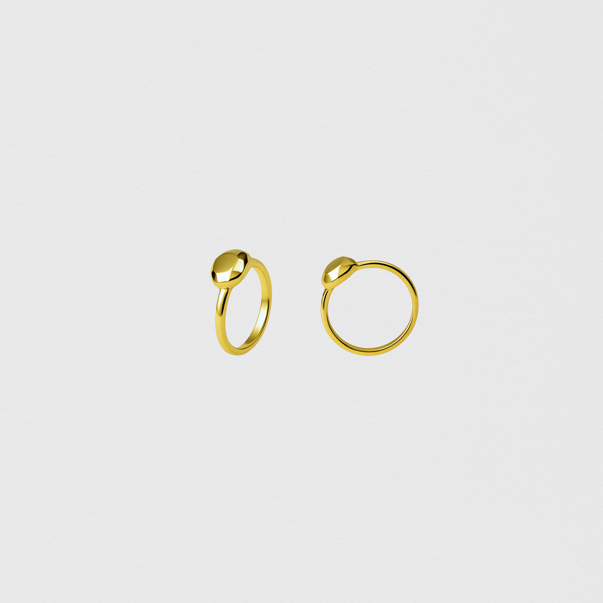 Gold Ring in 925 Sterling Silver with Organic Faceted Head Size 17 and 18