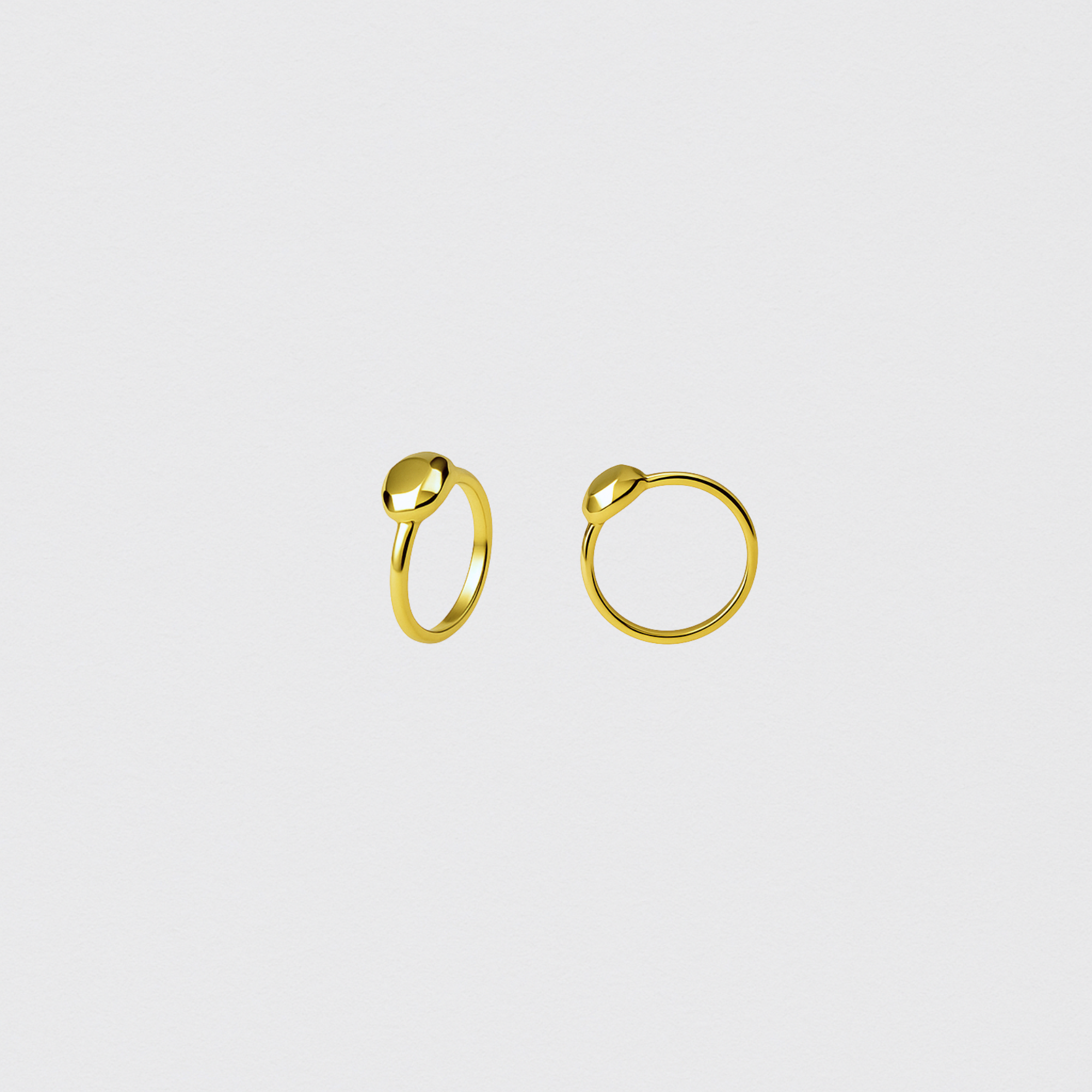 Gold Ring in 925 Sterling Silver with Organic Faceted Head Size 17 and 18