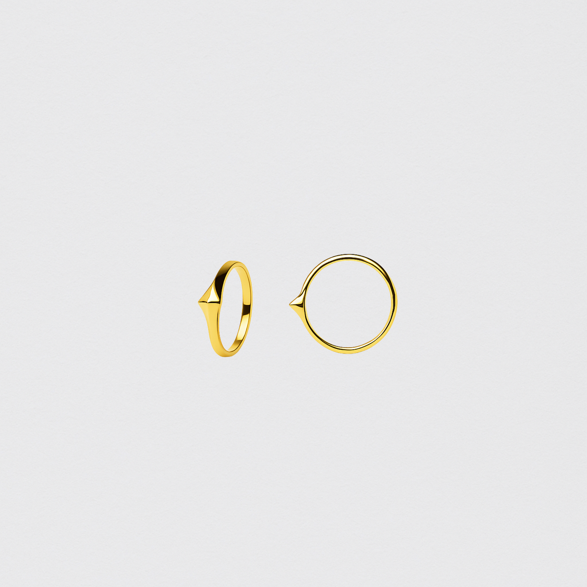 Gold Ring in 925 Sterling Silver with Geometric Tip Size 18