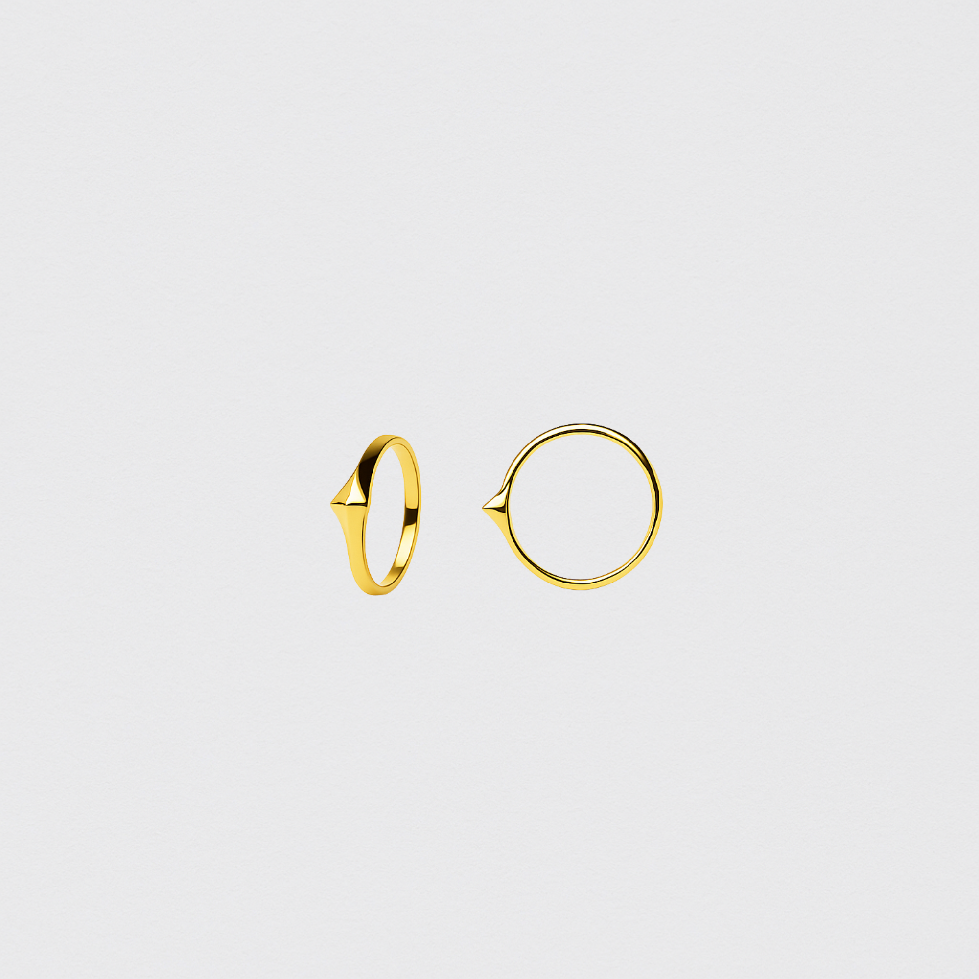 Gold Ring in 925 Sterling Silver with Geometric Tip Size 18