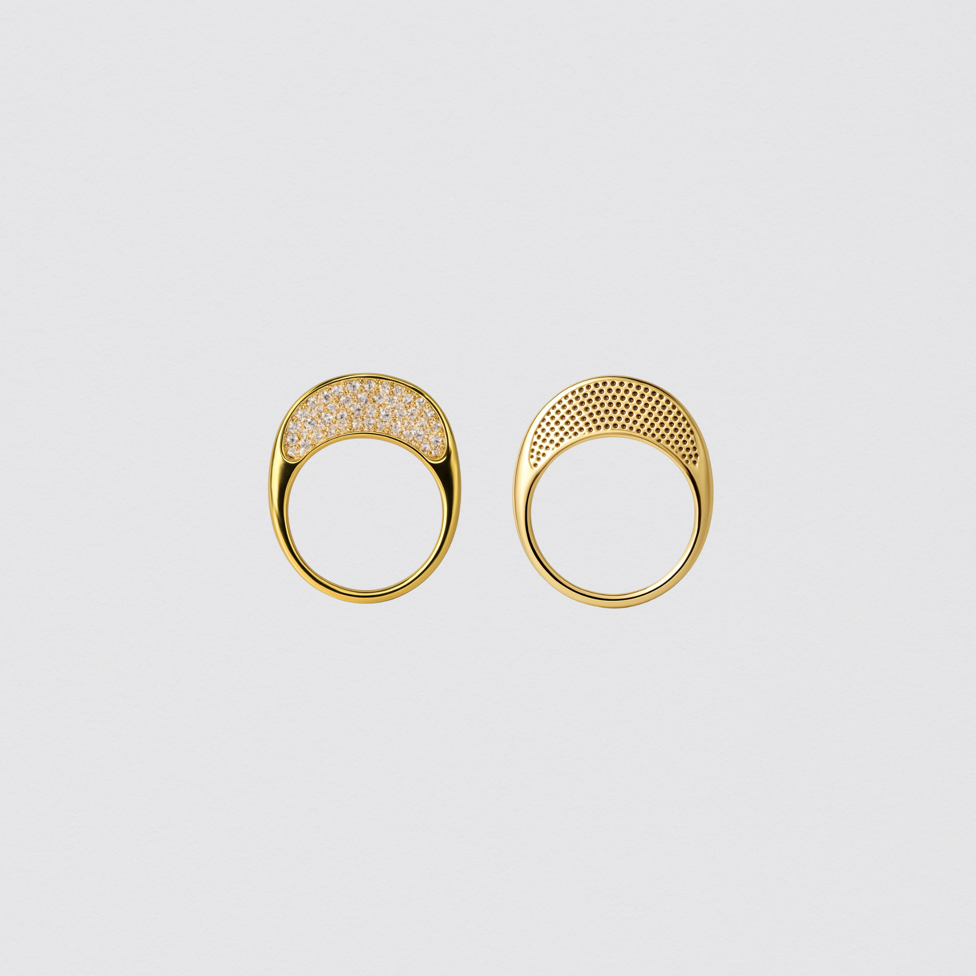 925 Silver Ring with Gold Studded Front