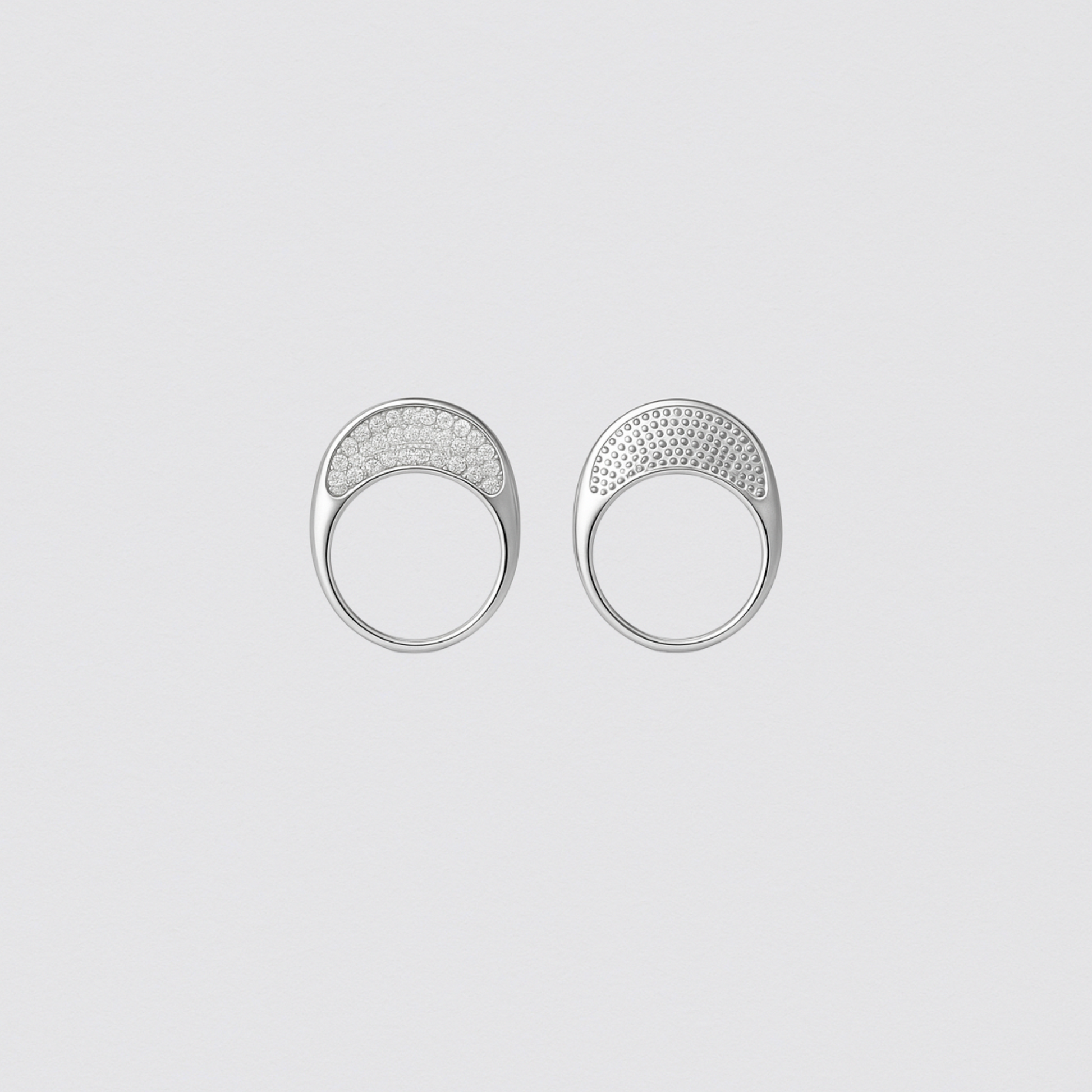 Thin Ring in Rhodium-Plated 925 Silver with Studded Zirconias