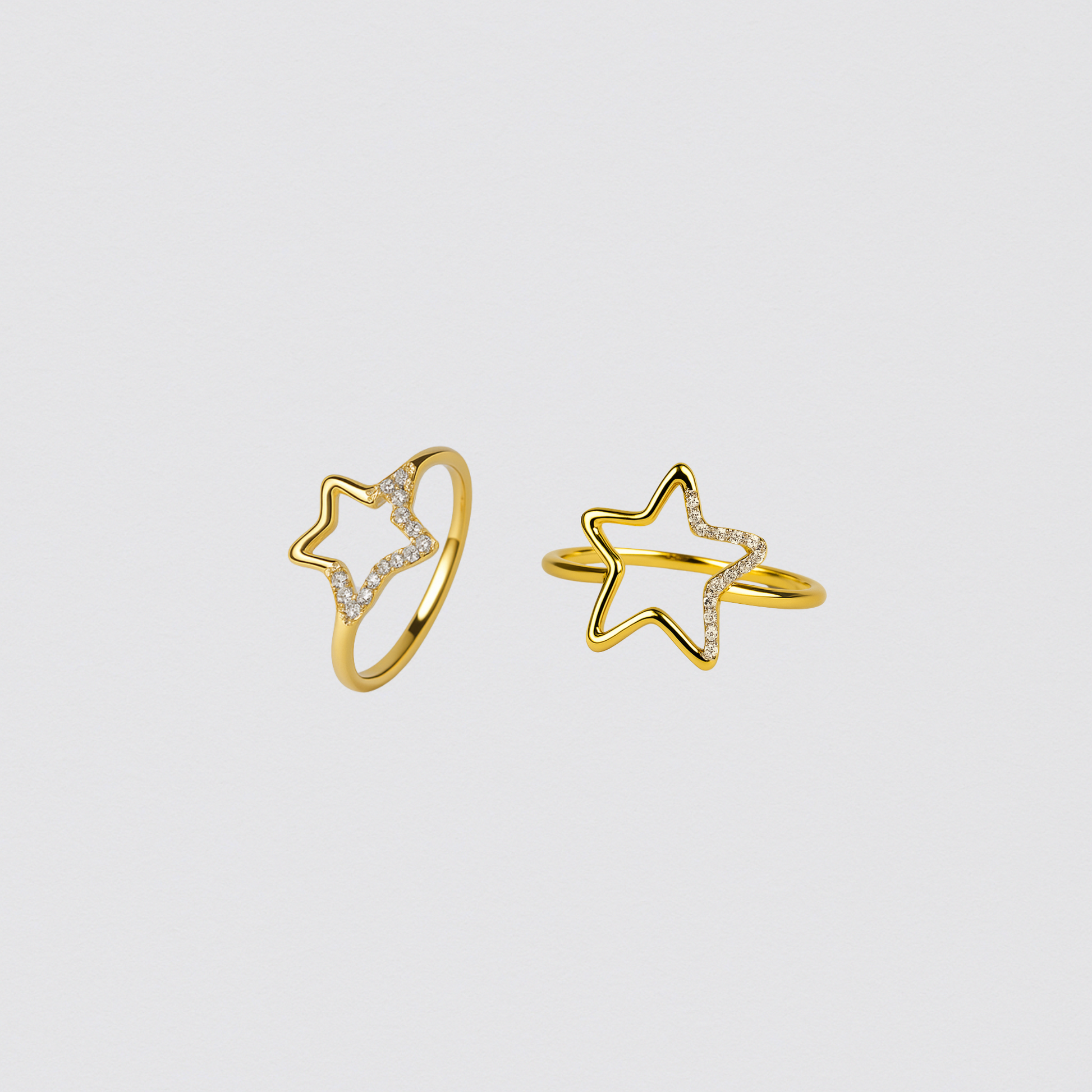 Gold Ring in 925 Silver with Studded Star – Size 17