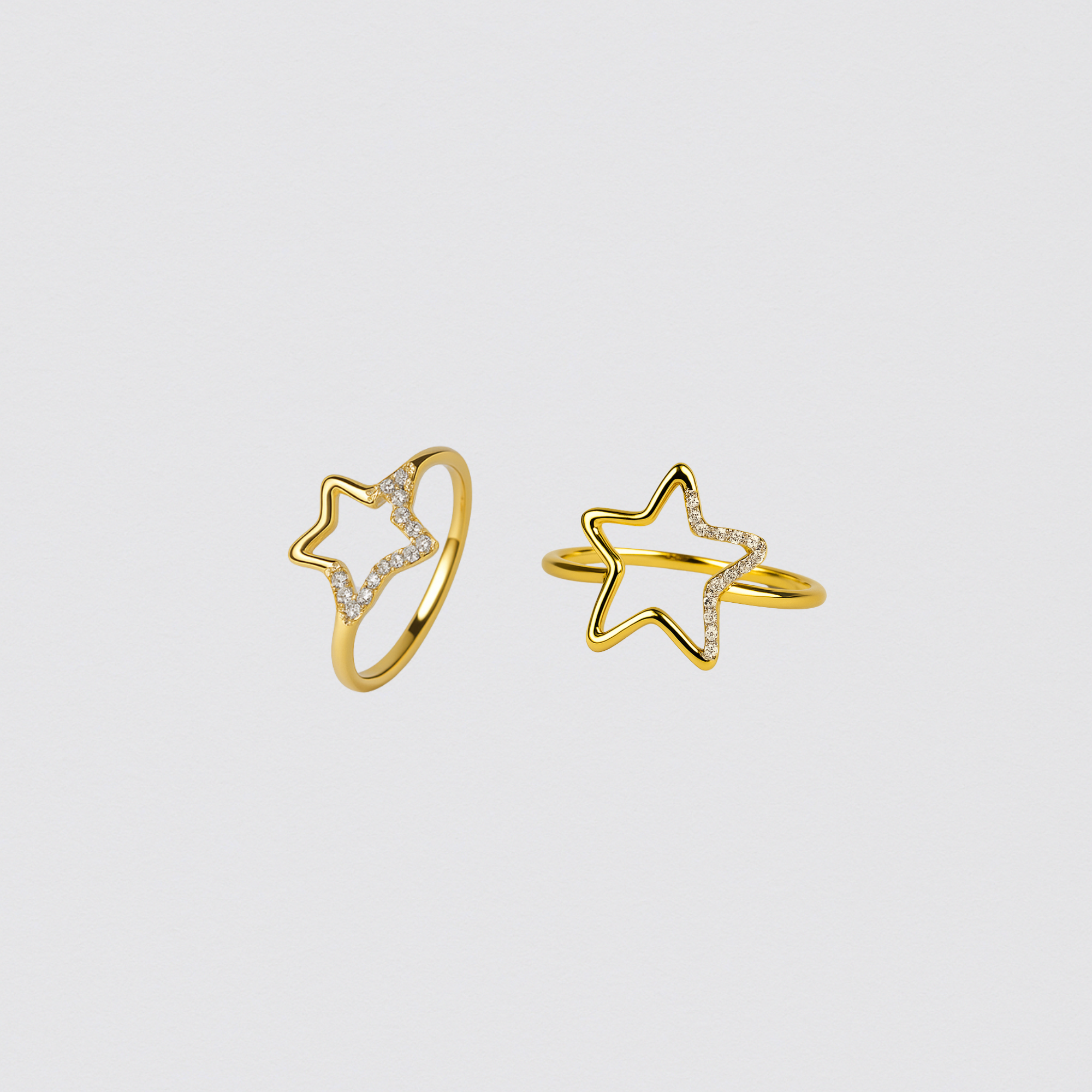 Gold Ring in 925 Silver with Studded Star – Size 17