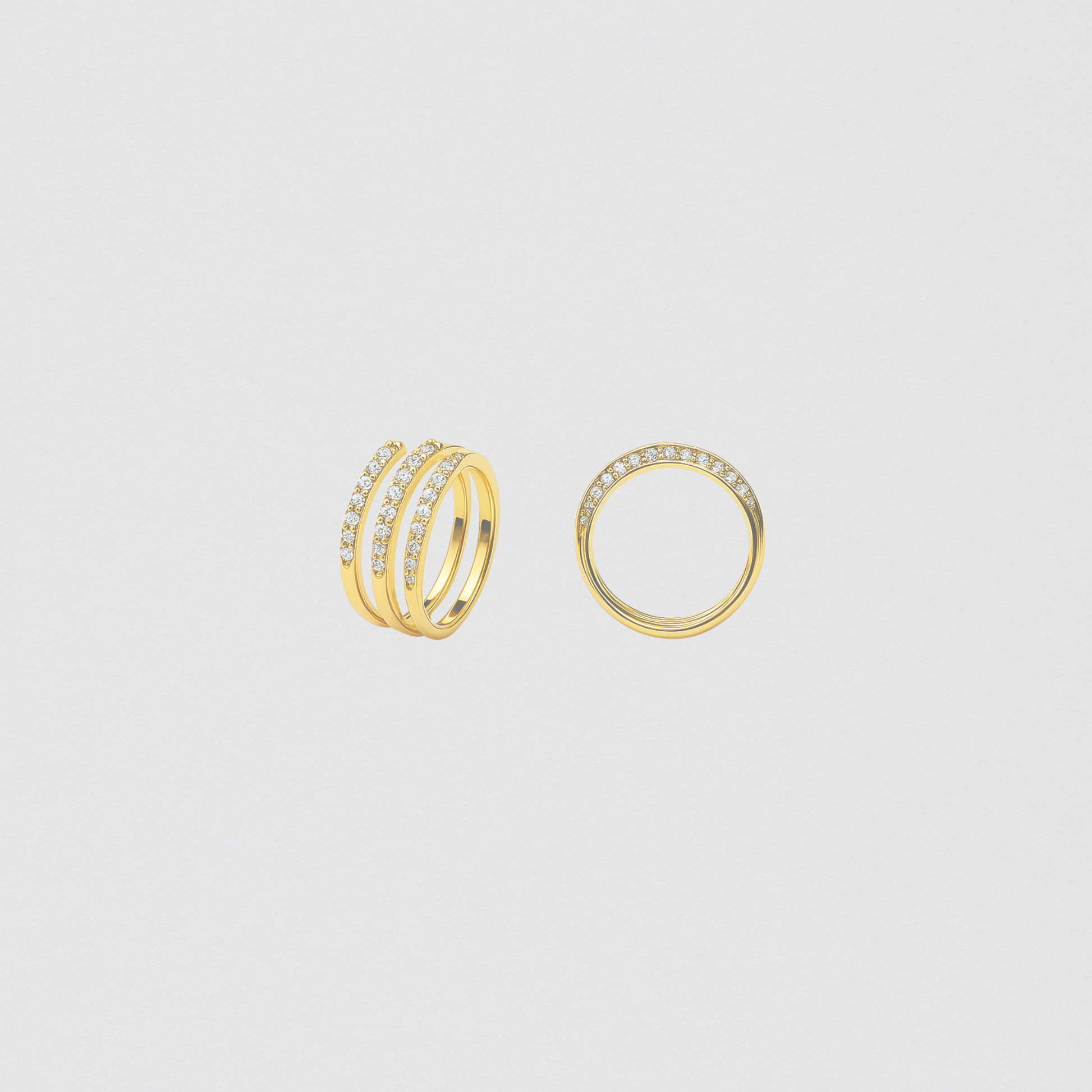 925 Silver Gold Hoop Ring with Asymmetric Crystal Claws