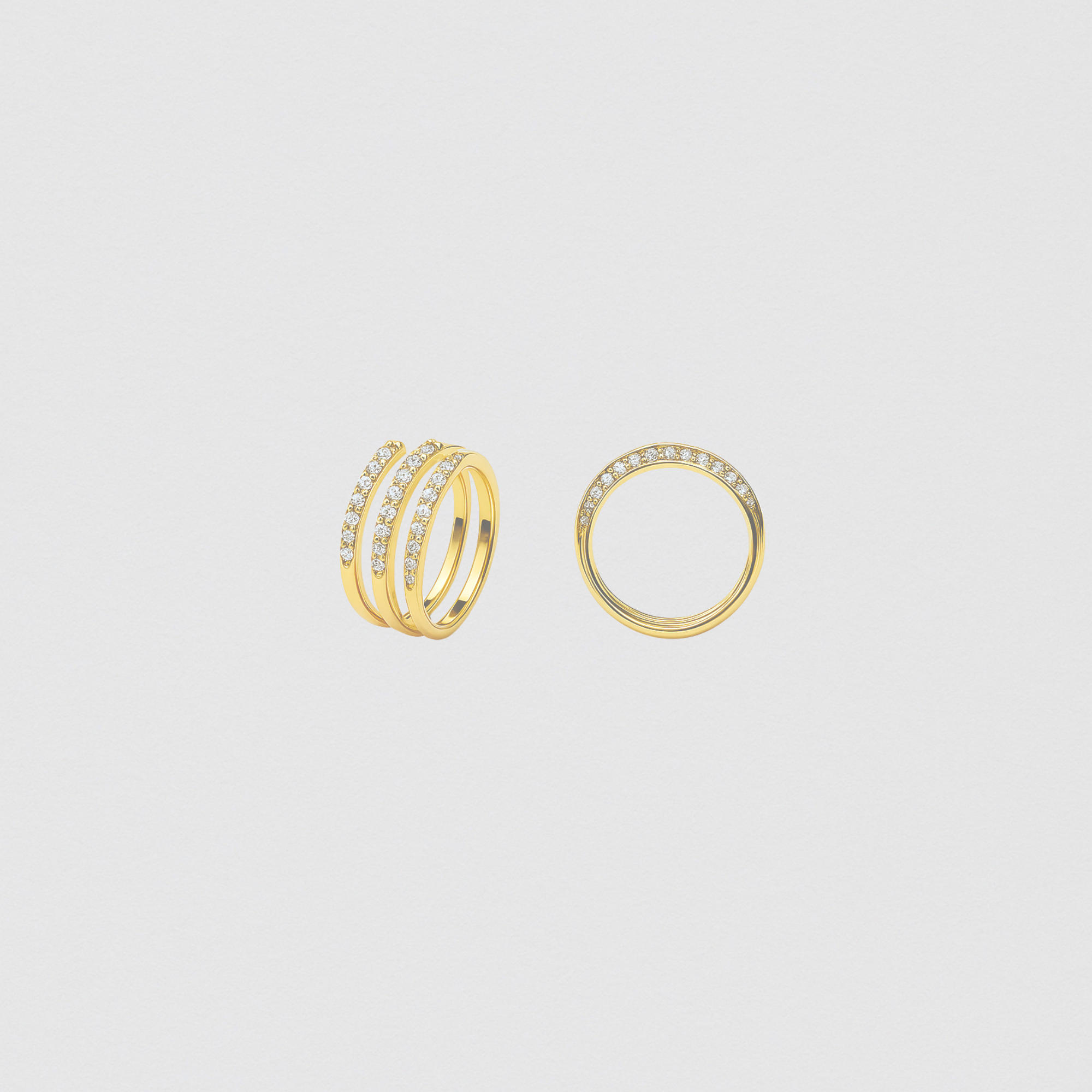 925 Silver Gold Hoop Ring with Asymmetric Crystal Claws