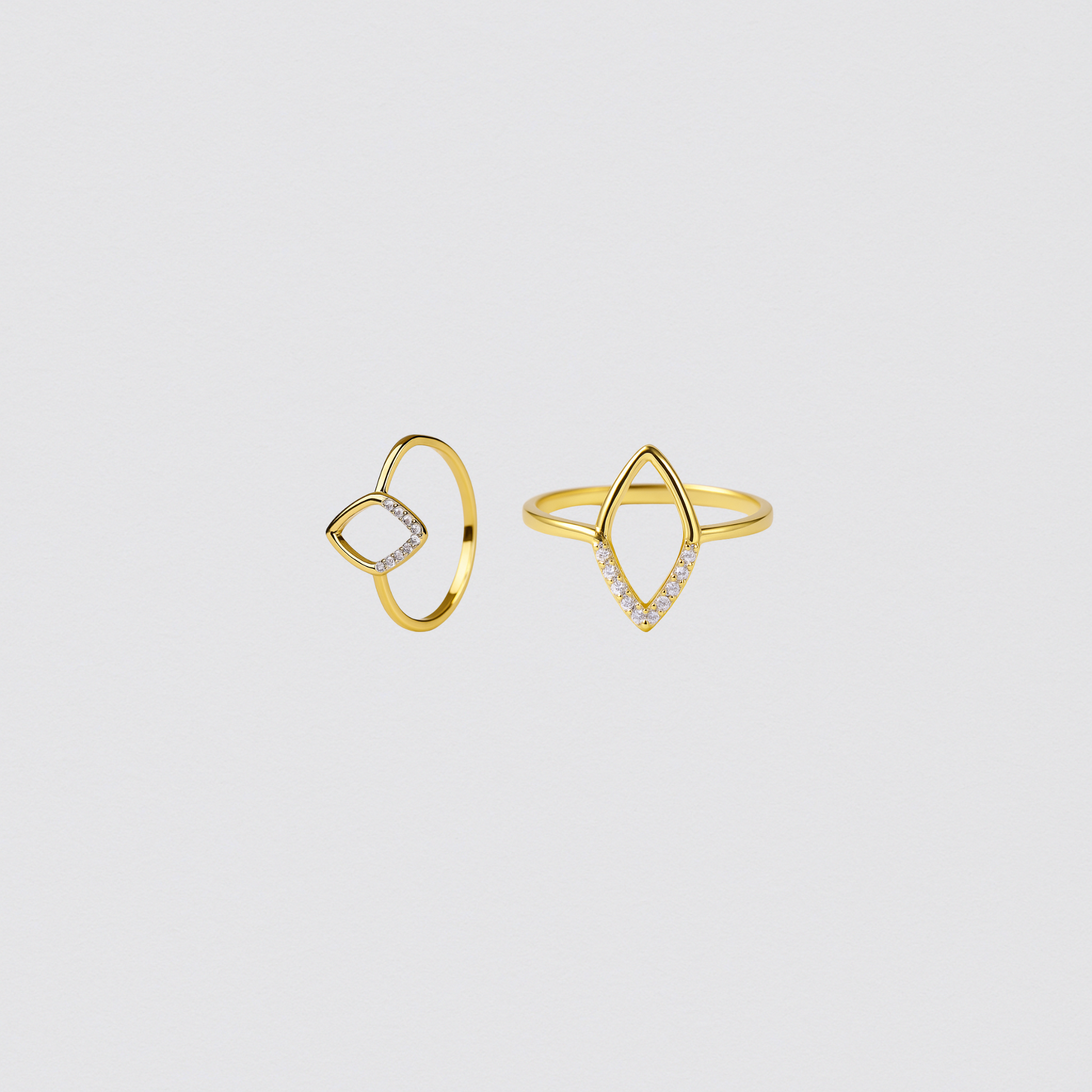 Gold Ring in 925 Silver with Crystals – Open Geometric Design Size 21