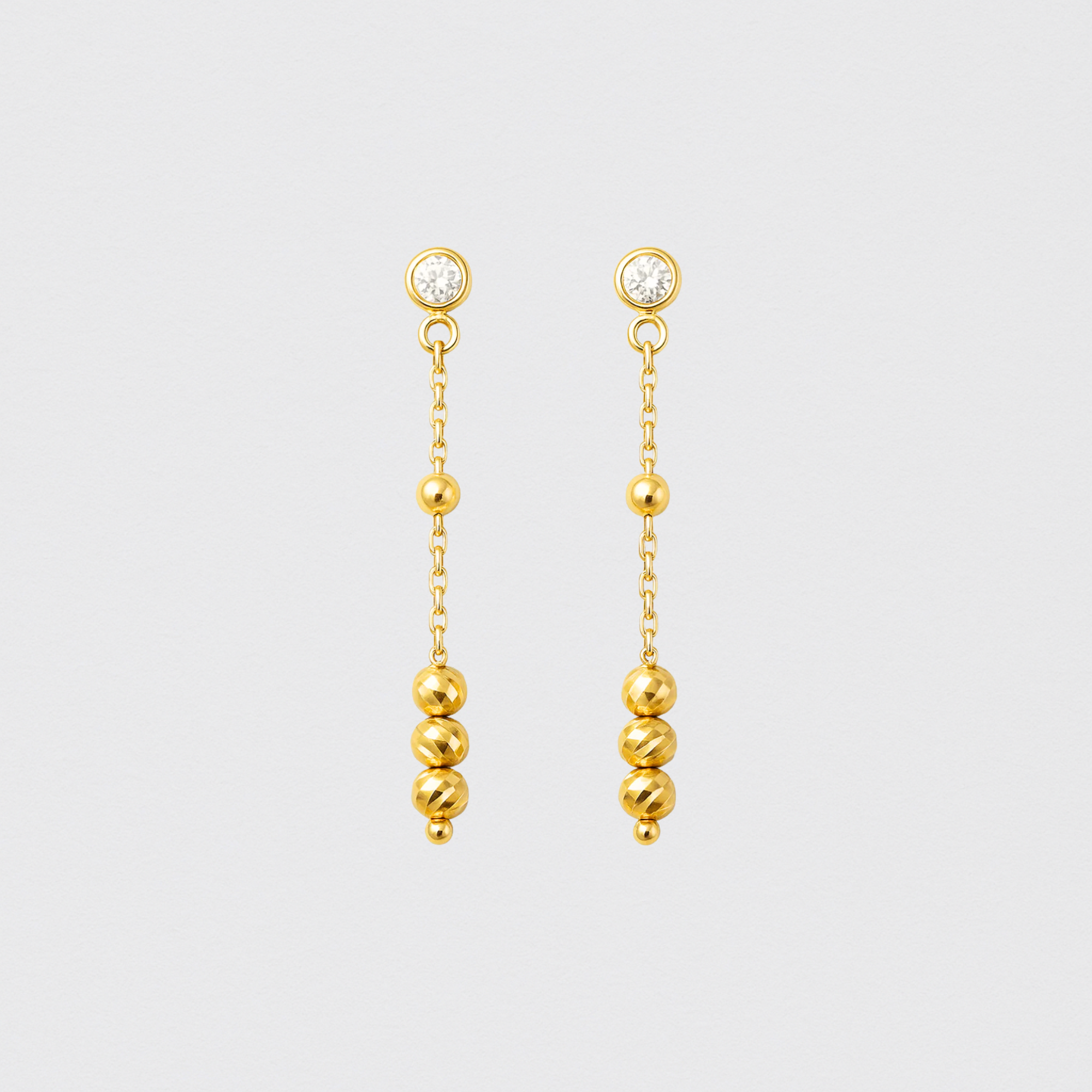925 Gold Plated Silver Earrings with Chain and Beads