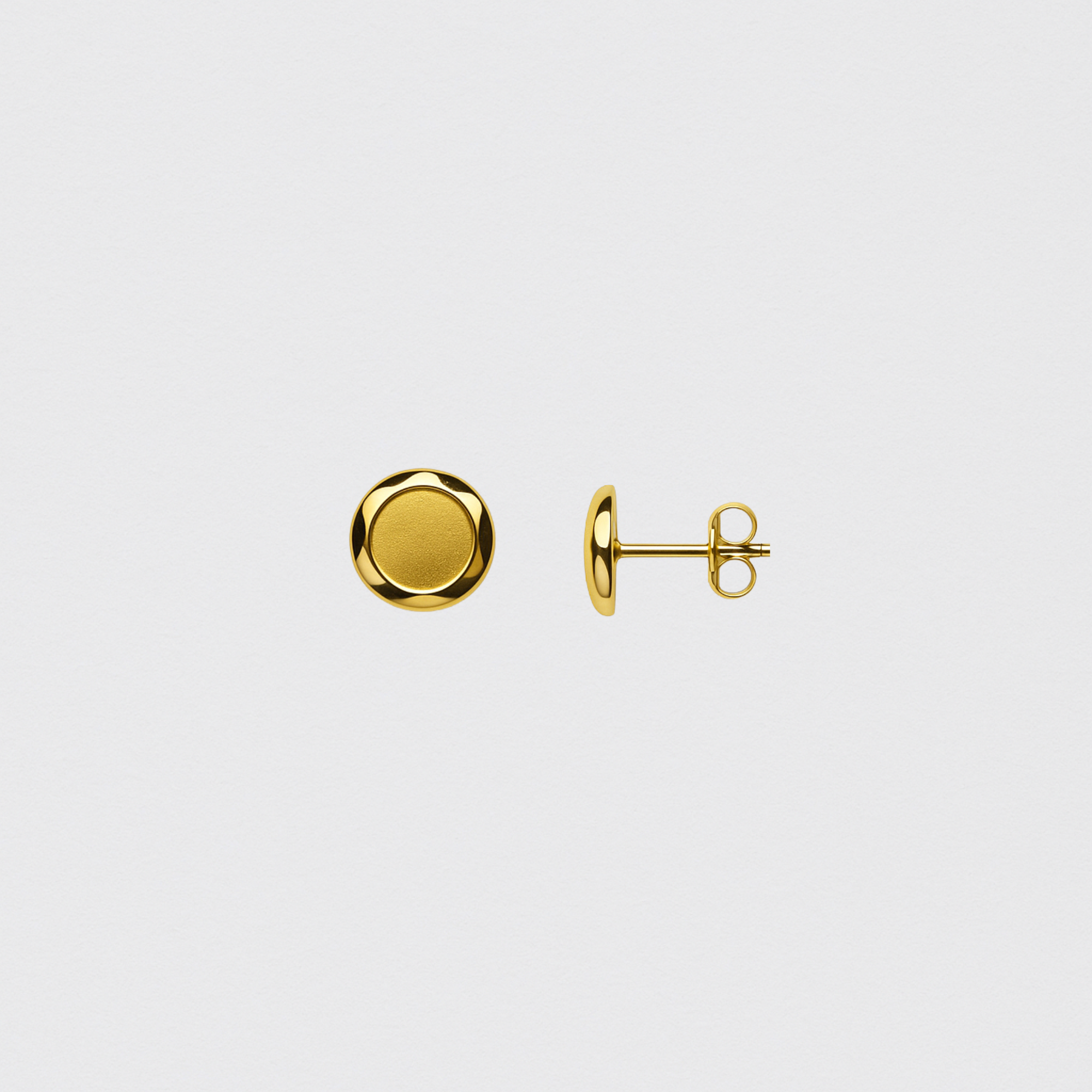 925 Gold Plated Silver Earrings with Brushed Round Design