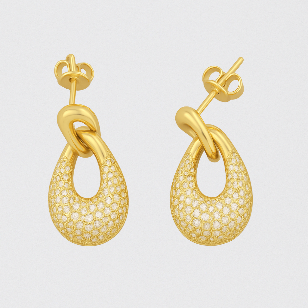 925 Silver Earrings with Gold Plating and Zirconias