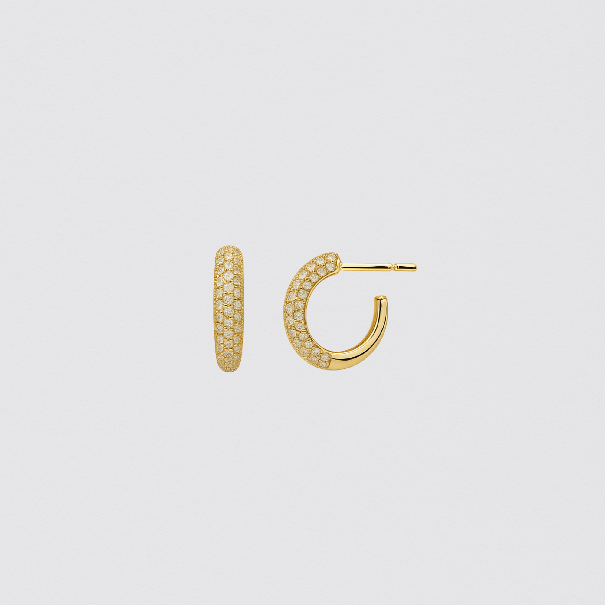 Half-Hoop Earrings in 925 Gold-Plated Silver with Pavé Setting – Sophisticated Shine