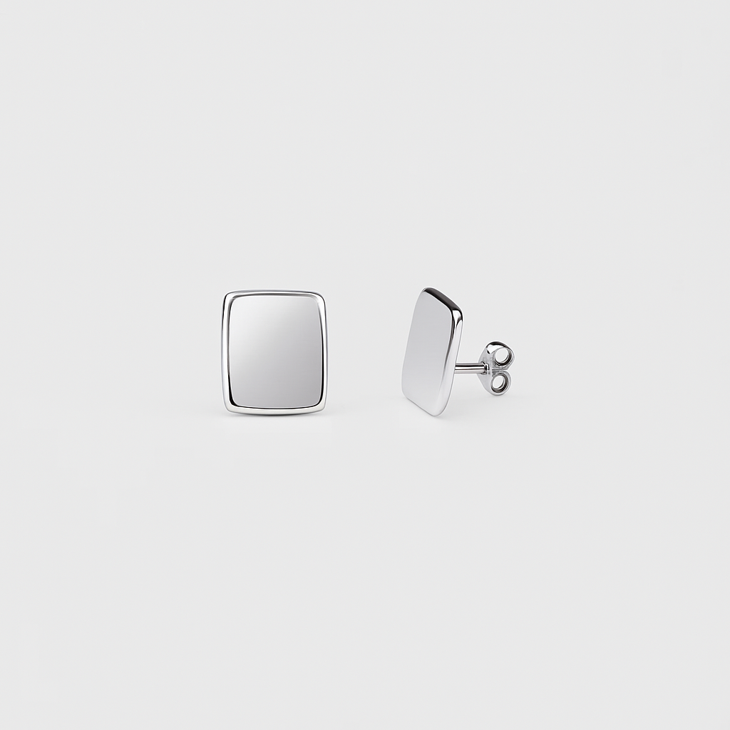 Polished Square Earrings in 925 Sterling Silver