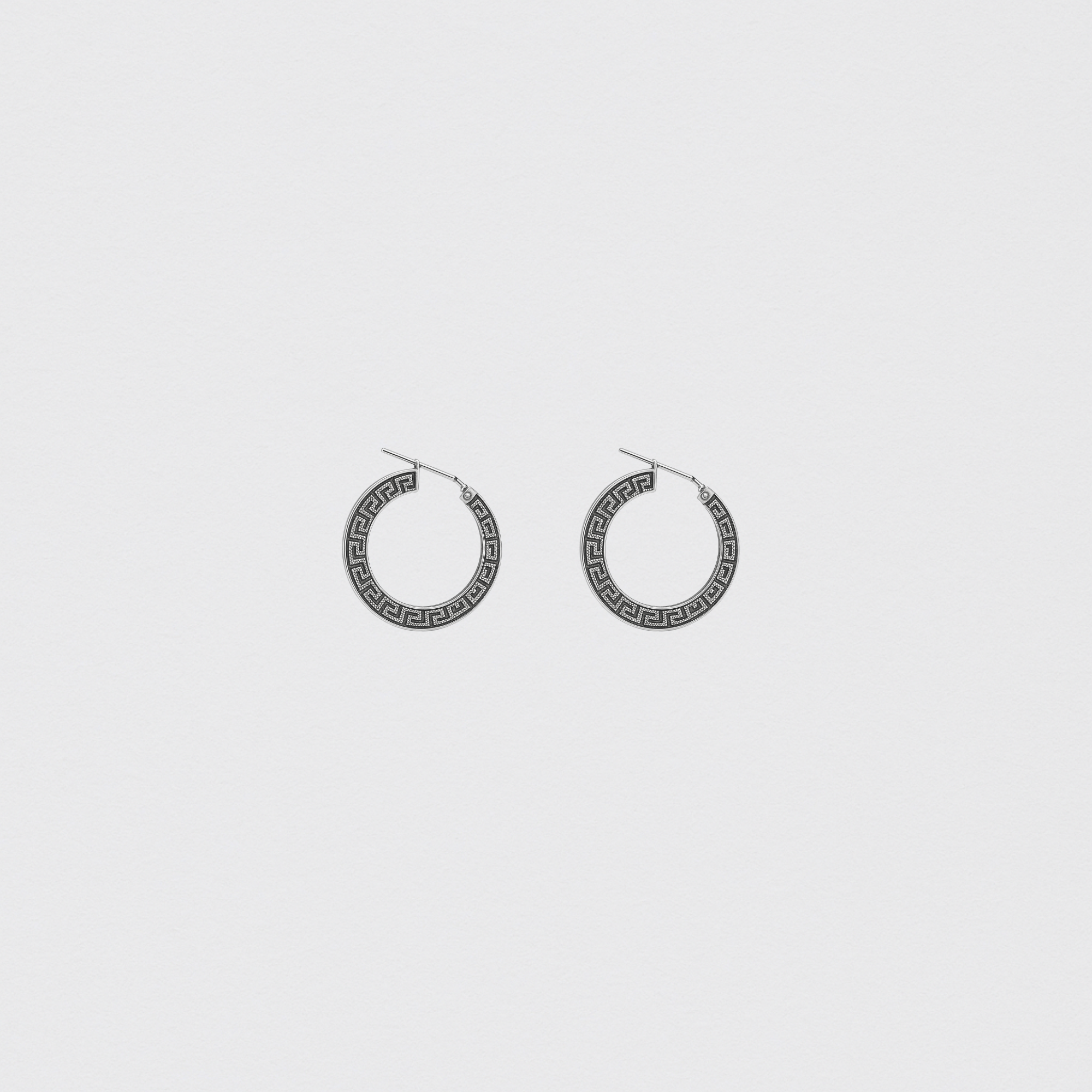 925 Silver Earrings with Oxidized Geometric Relief