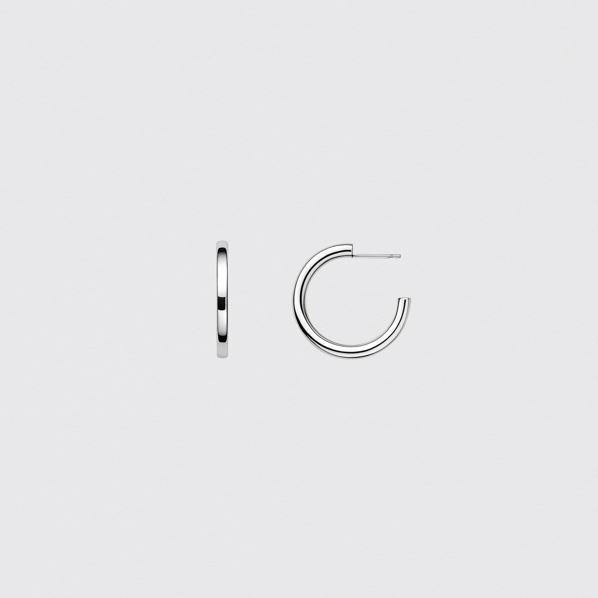 Rhodium Plated 925 Silver Hoop Earrings – Slim Design with Mirror Finish