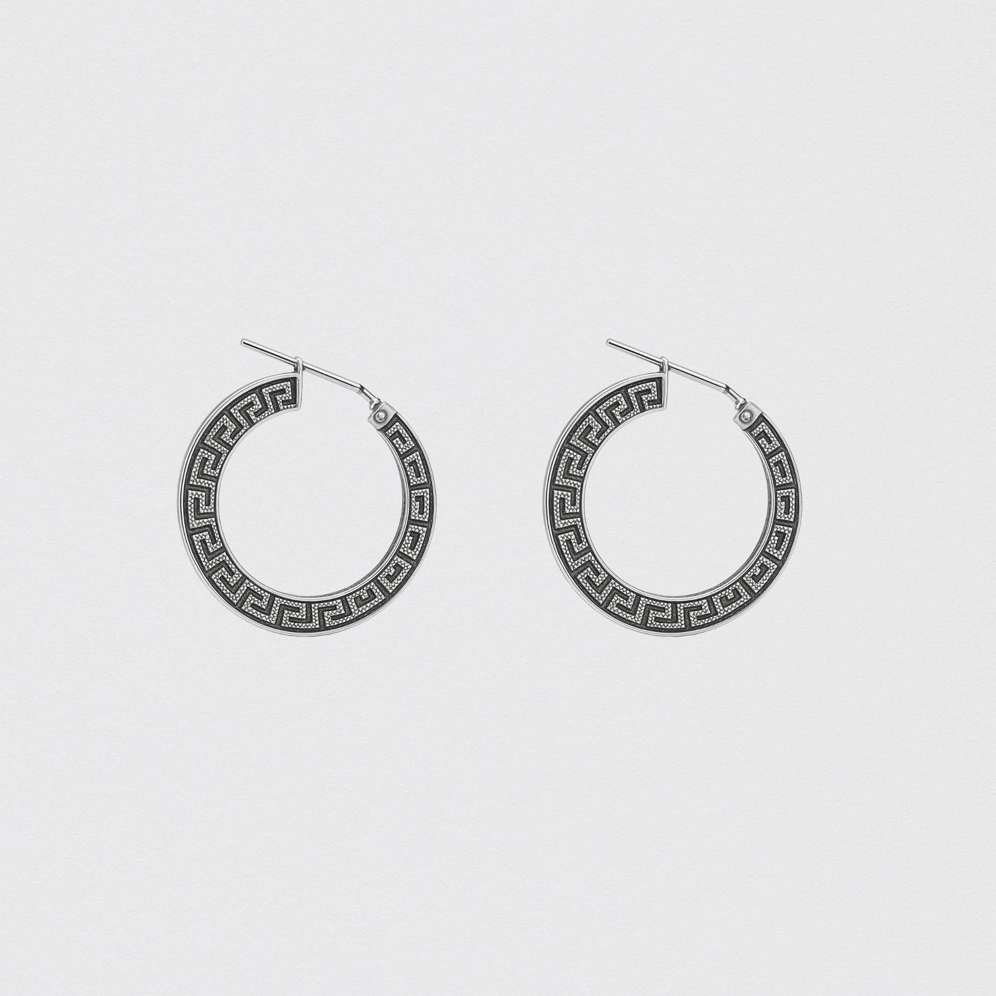 925 Silver Hoop Earrings with Textured Relief