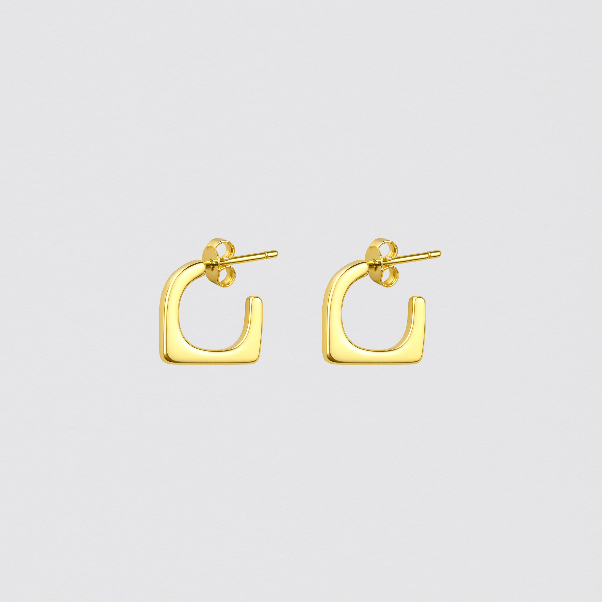 925 Gold Plated Silver Earrings with Geometric Design – Sculptural Contour