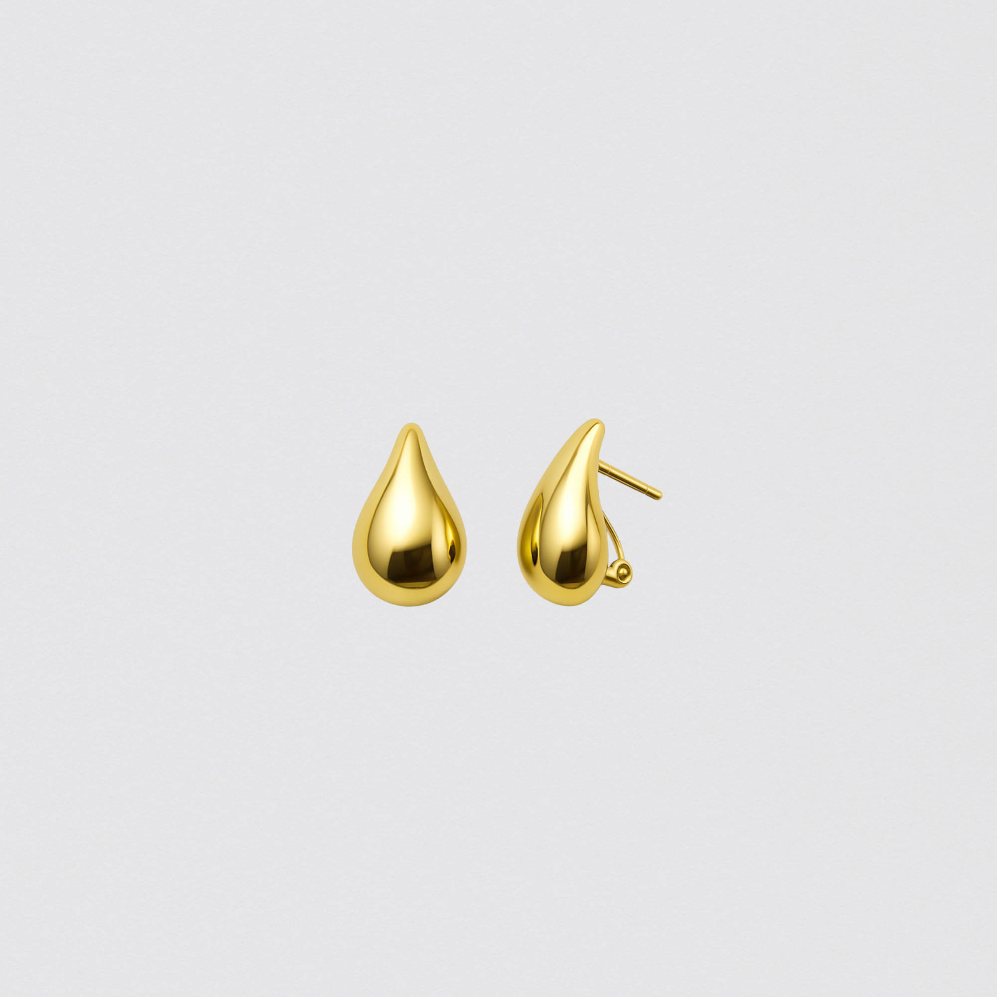 925 Silver Gold Earrings with Teardrop Design – Modern Sculpture with Mirror Finish