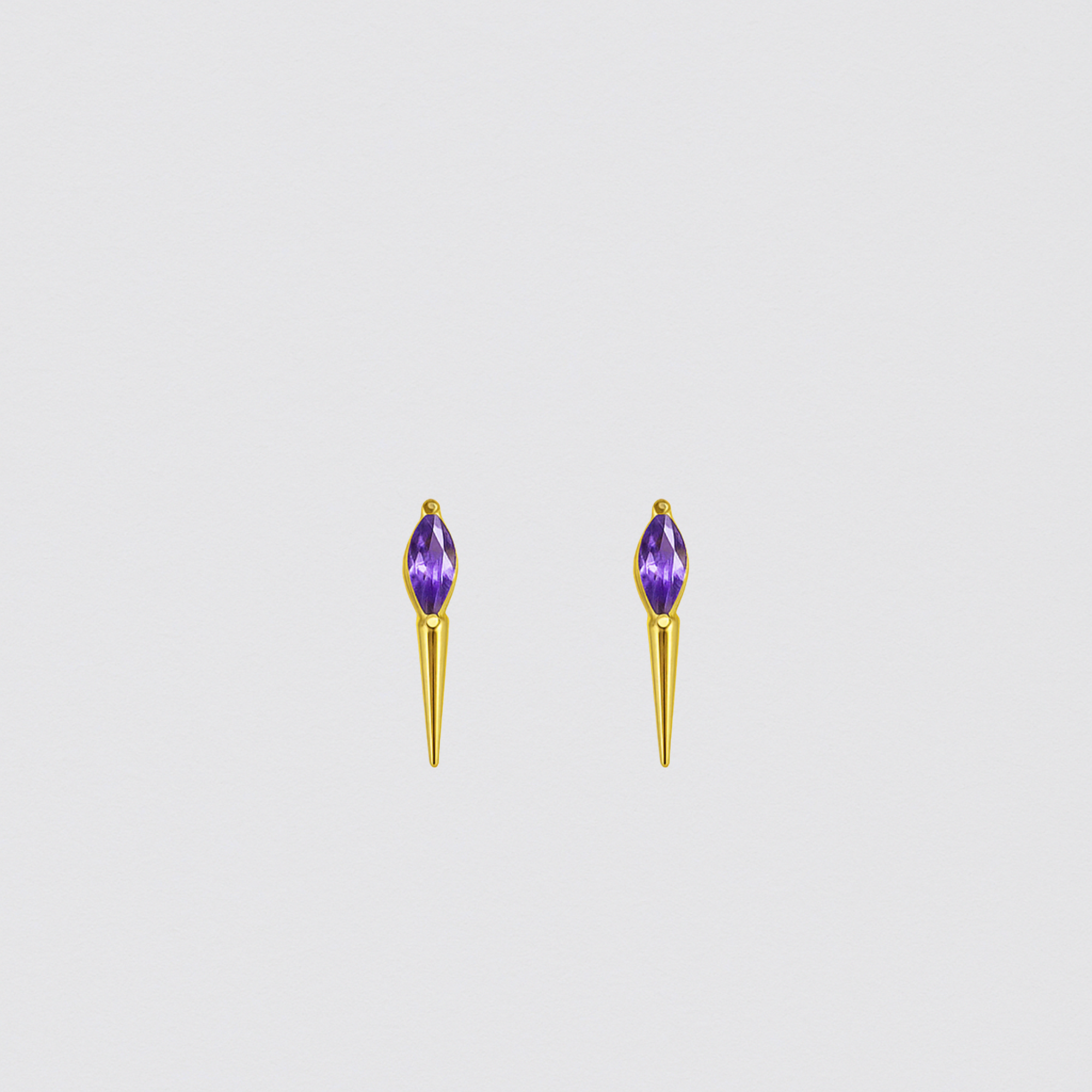 925 Gold Plated Silver Earrings with Purple Marquise Stone – Fine and Modern Design