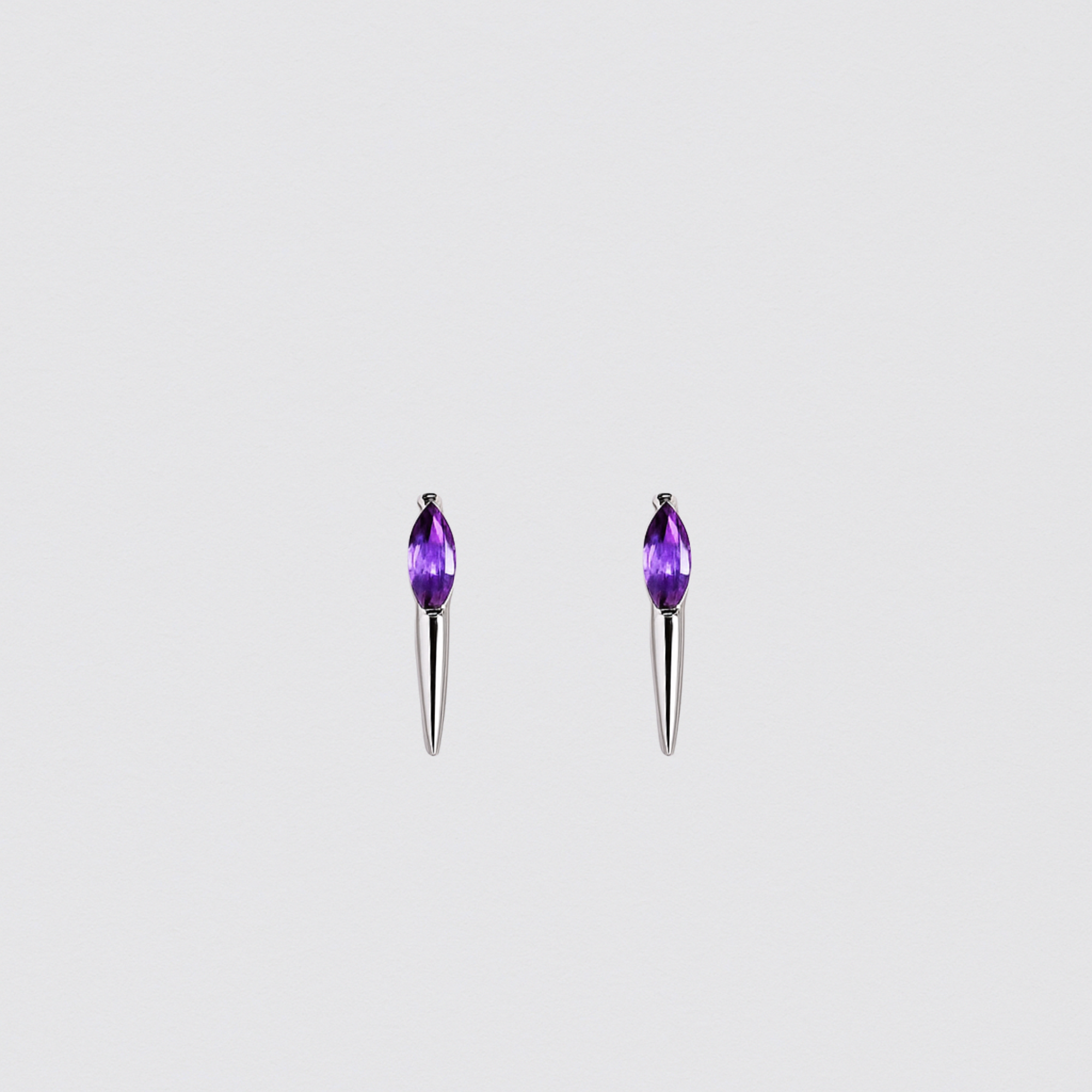 925 Sterling Silver Earrings with Purple Marquise Stone – Elegant and Minimalist Design