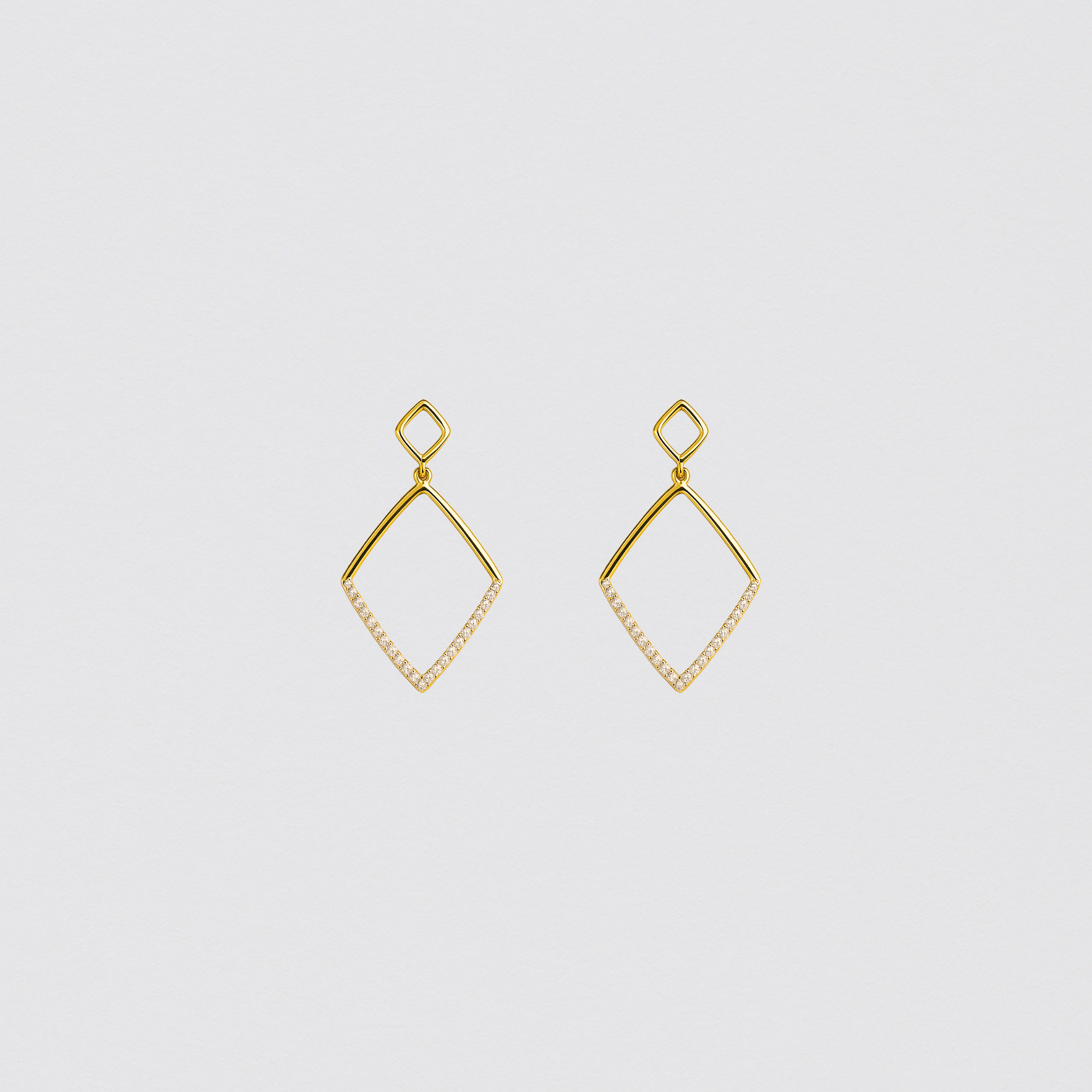 Gold Earrings in 925 Silver with Crystals – Diamond Style