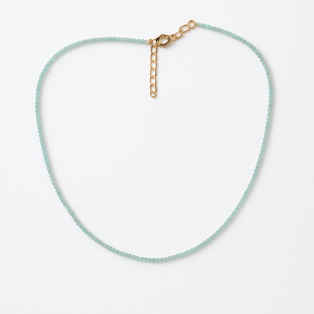 Aquamarine Natural Stone Necklace with Gold Clasp