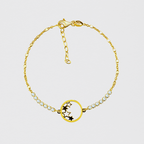 Pulseira Dourada Lua e Estrelas com Zircónias – Magia e Brilho Celestial