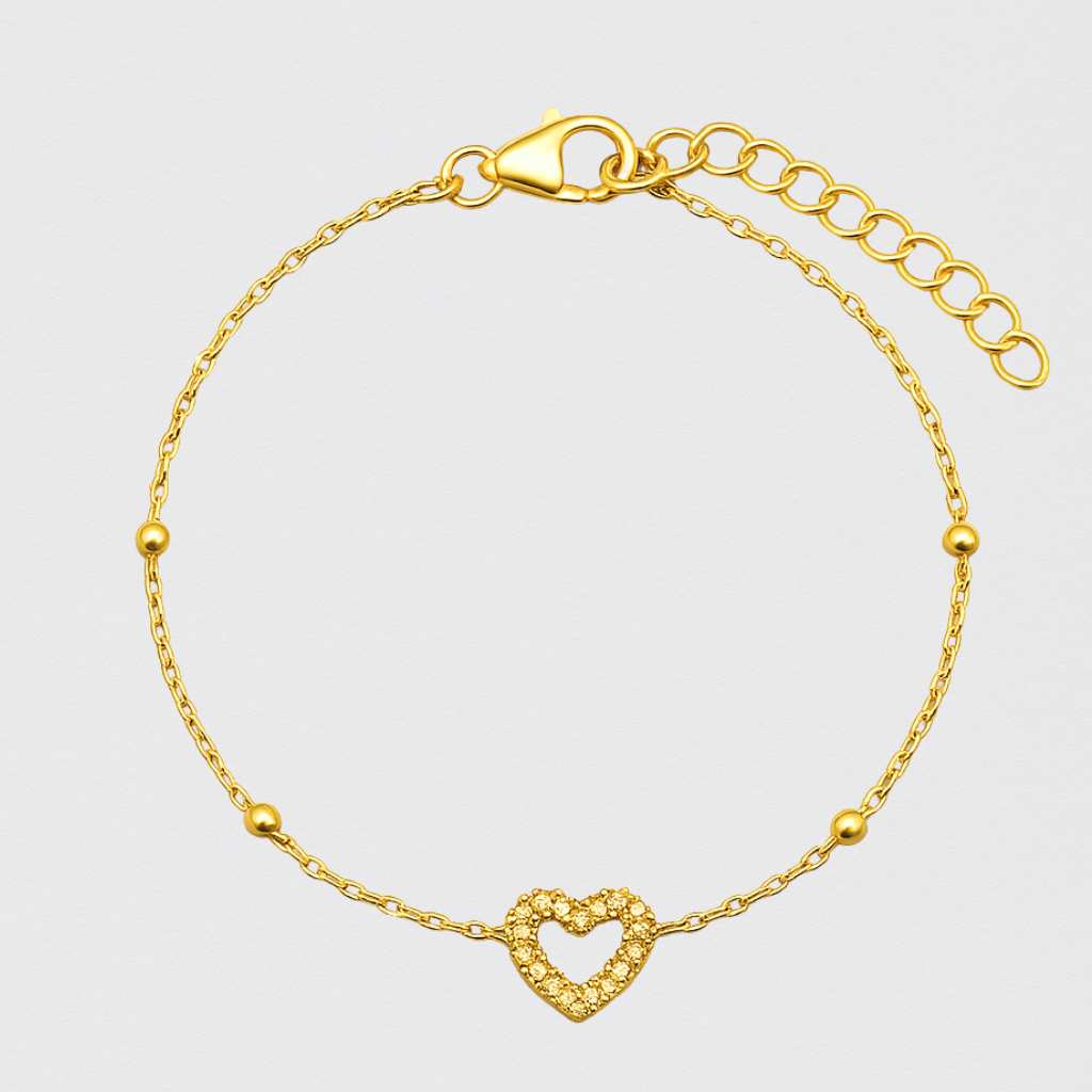 Gold Bracelet with Textured Heart – Delicacy with Romantic Detail