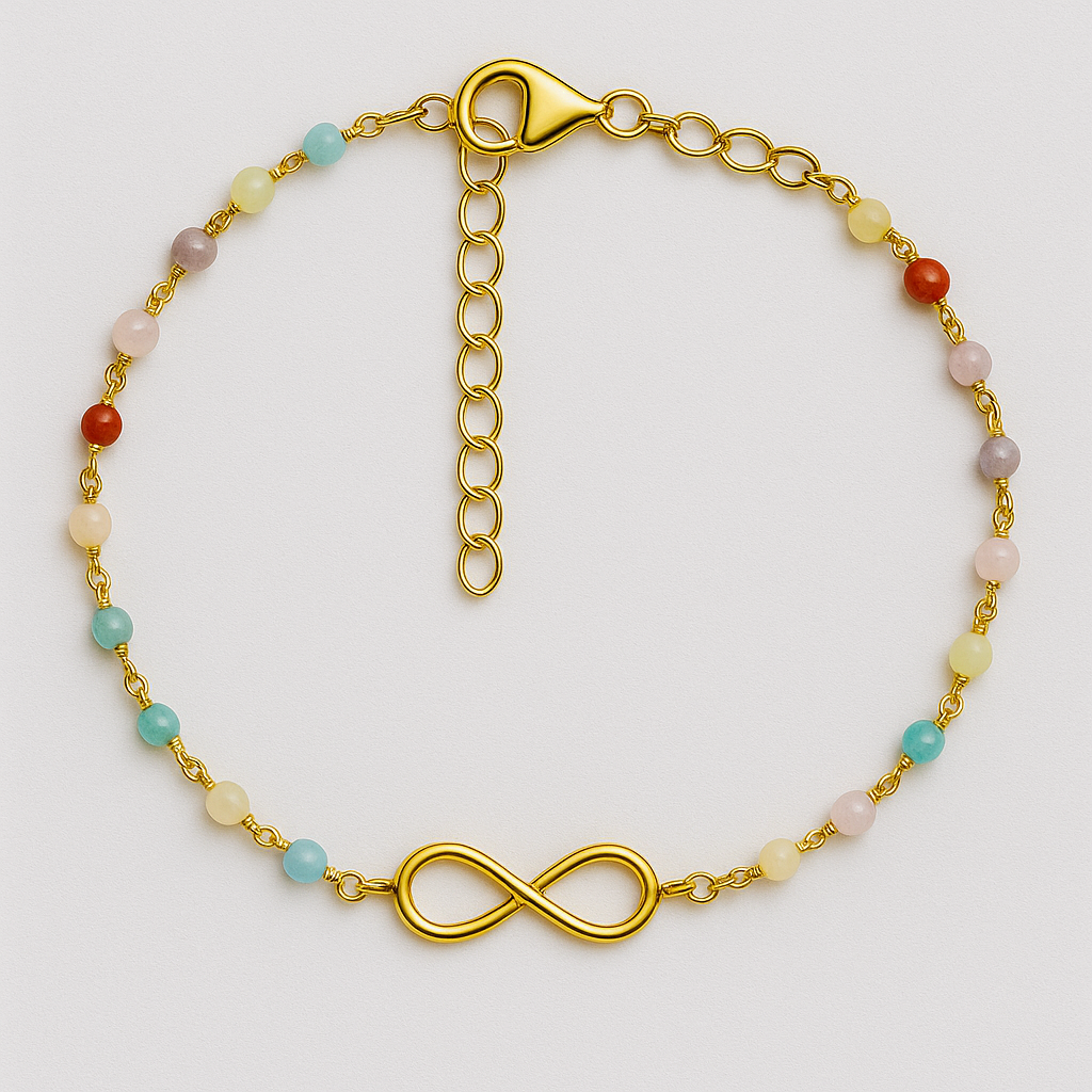 Gold Bracelet with Pearls and Infinity in 925 Silver