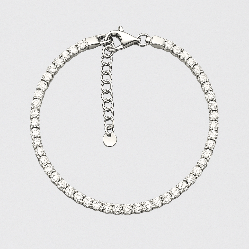 Rhodium-plated 925 Silver Tennis Bracelet with 2.5 mm Zirconias – Delicate Shine