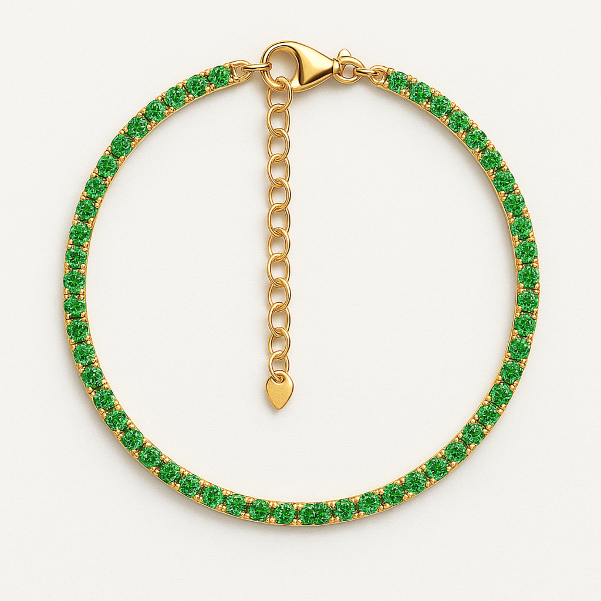 925 Silver Bracelet with Emerald Green Crystals