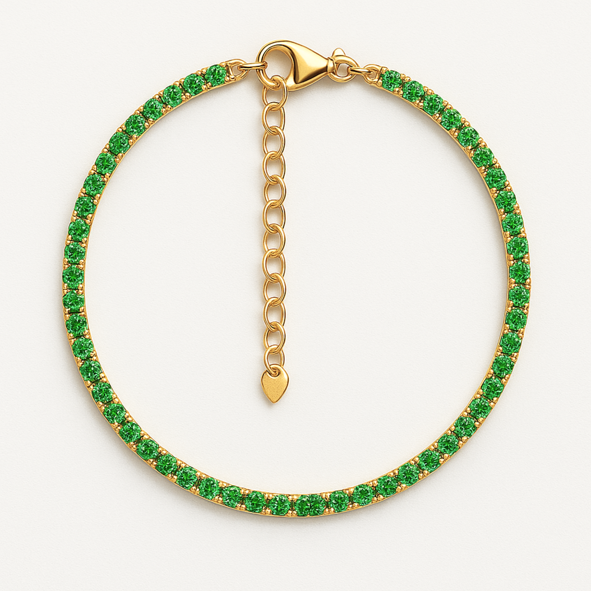925 Silver Bracelet with Emerald Green Crystals