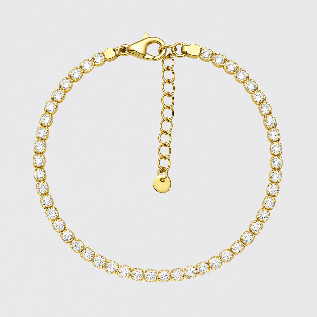 Riviera Bracelet in 925 Silver with Gold-Plated Zirconias