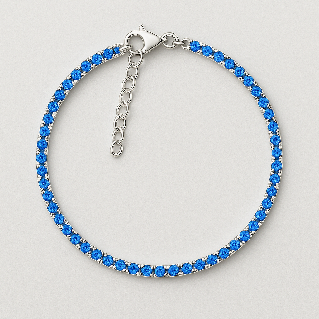 925 Silver Bracelet with Blue Crystals