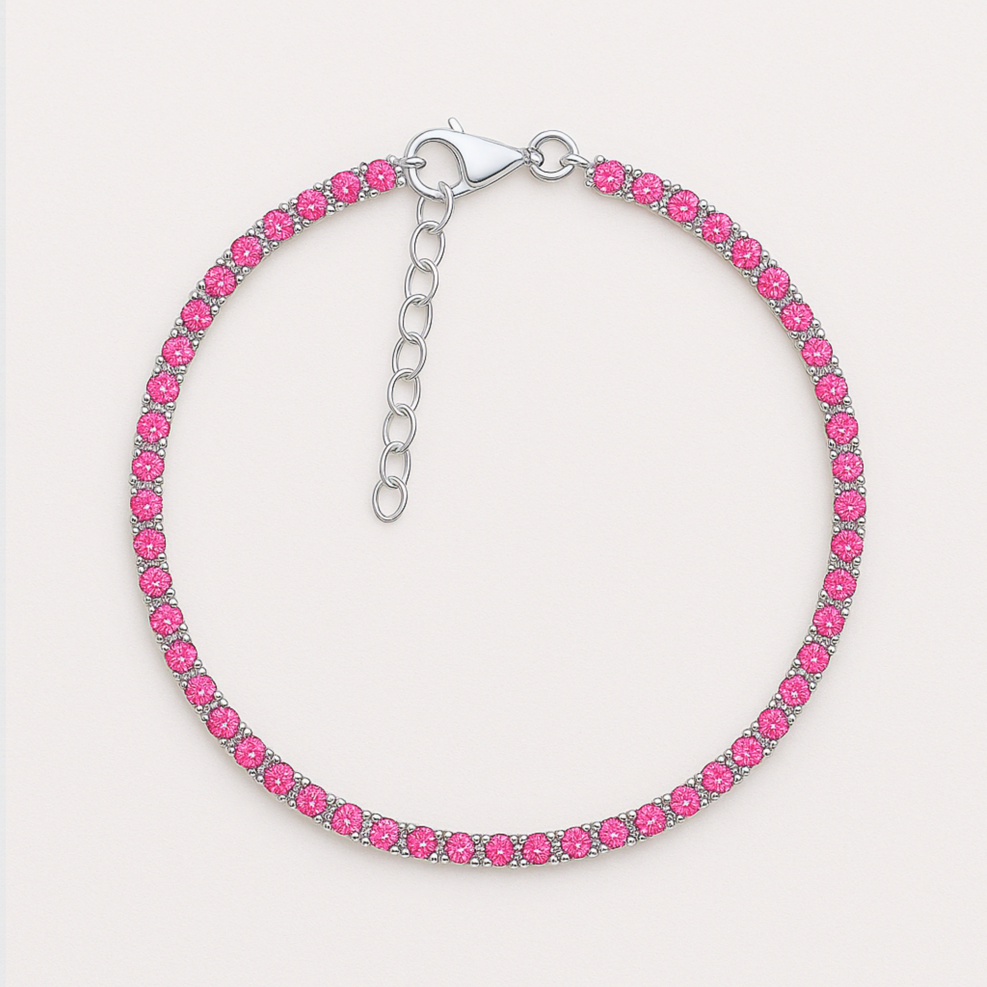 925 Silver Bracelet with Pink Crystals