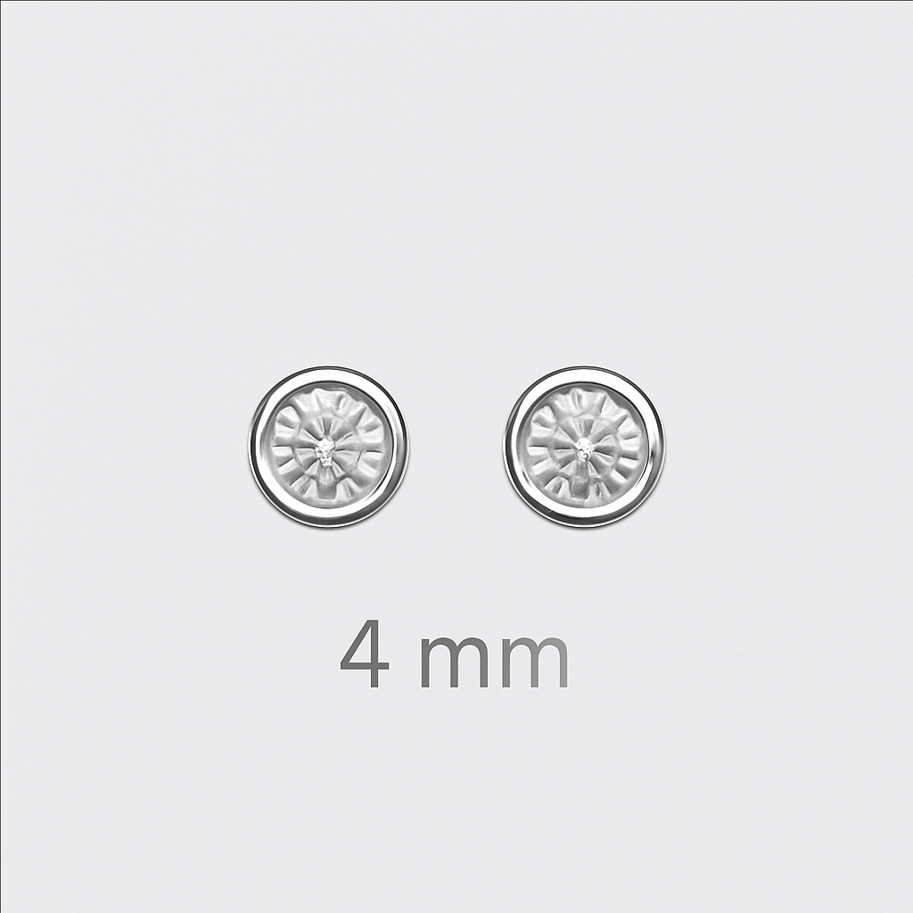 925 Silver Earrings with 4mm White Zirconia