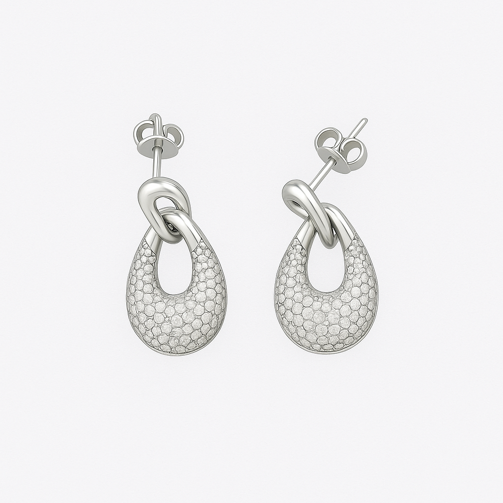 925 Silver Earrings with White Zirconias in Drop Design