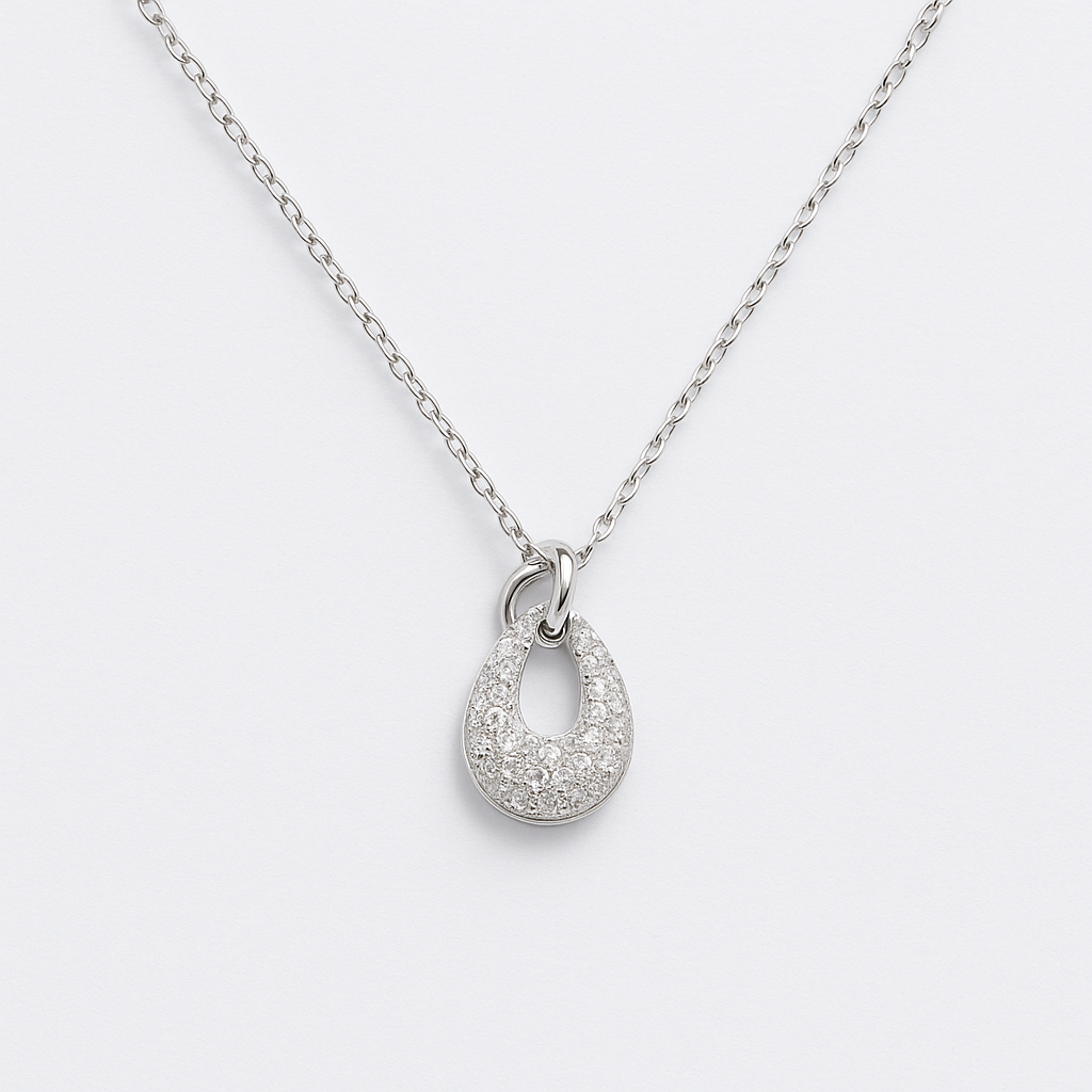 925 Silver Necklace with Crystals in the Shape of a Teardrop
