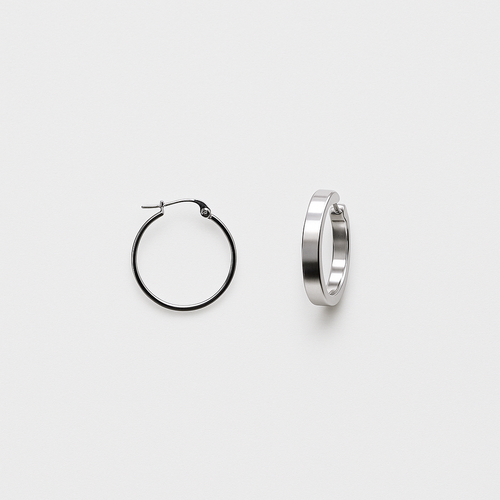 Plain Hoop Earrings in 925 Sterling Silver – 19 mm