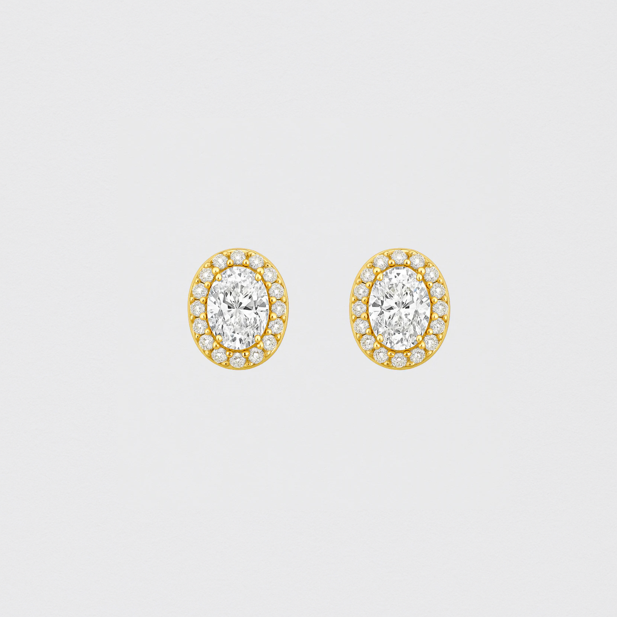 925 Gold Plated Silver Earrings with Oval Crystal and Micro Zirconias