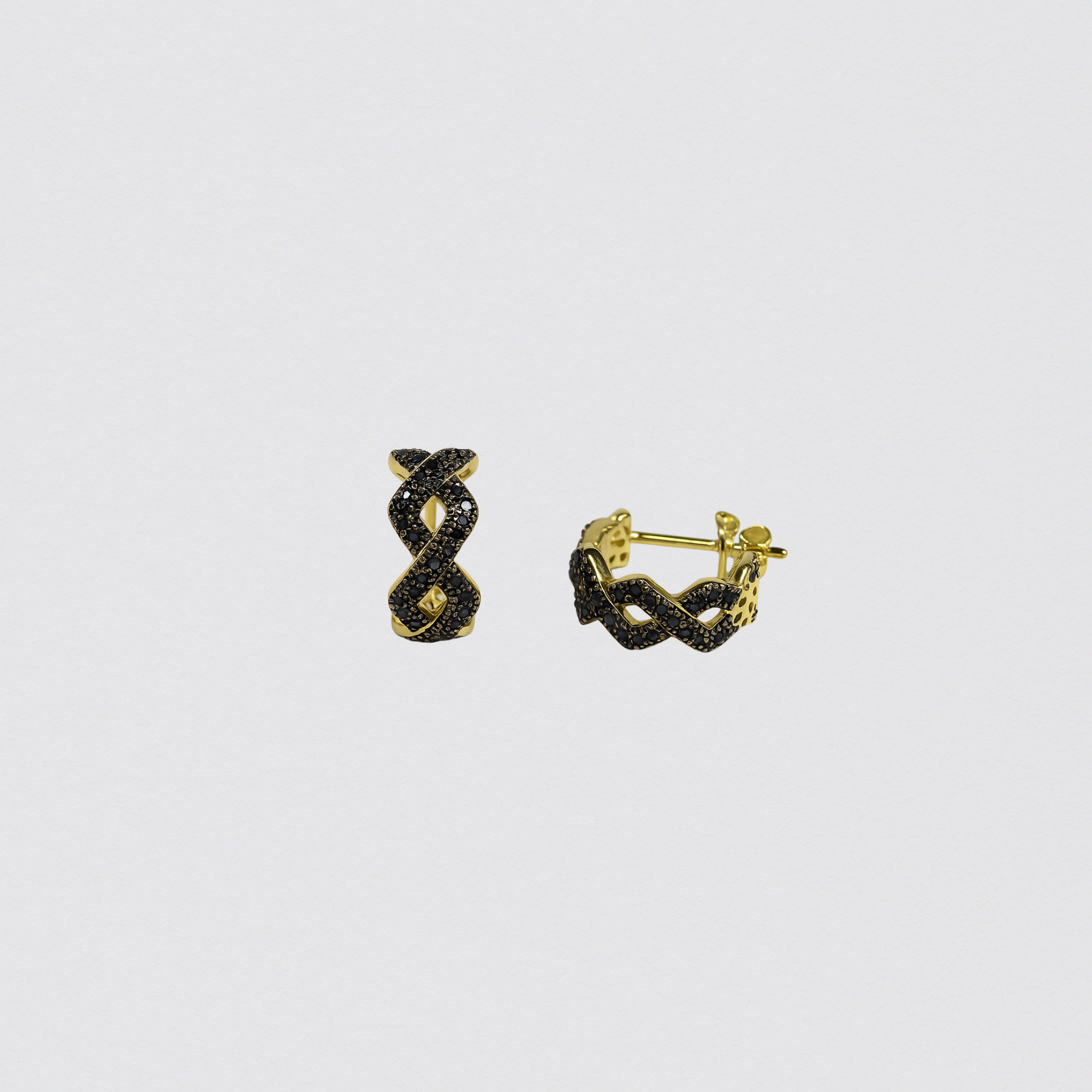 925 Gold Plated Silver Earrings with Black Zirconias