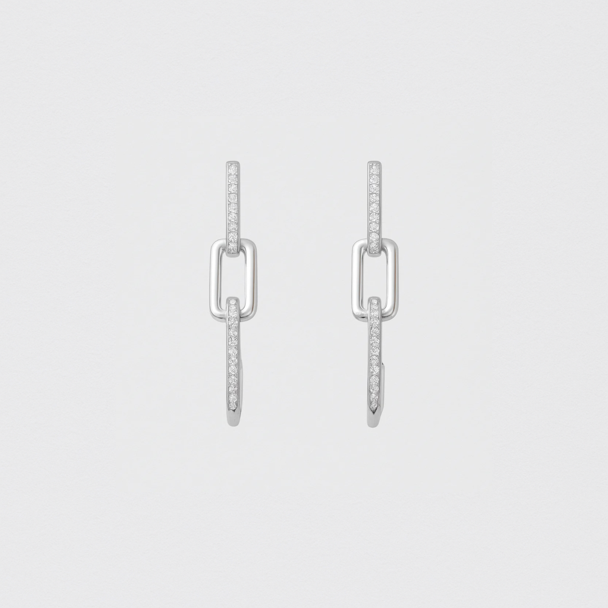 925 Silver Chain Earrings with Links and Zirconias